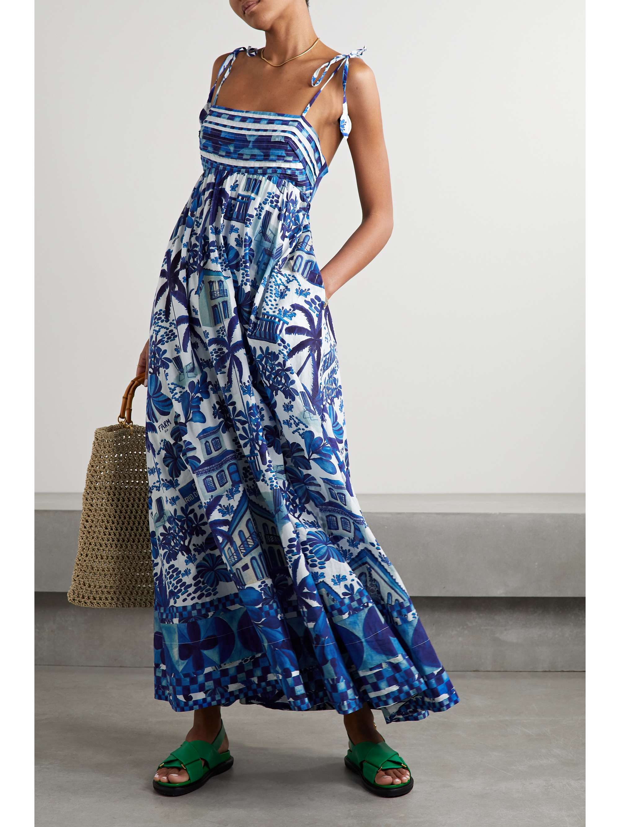 FARM RIO Printed cotton-voile halterneck maxi dress | NET-A-PORTER