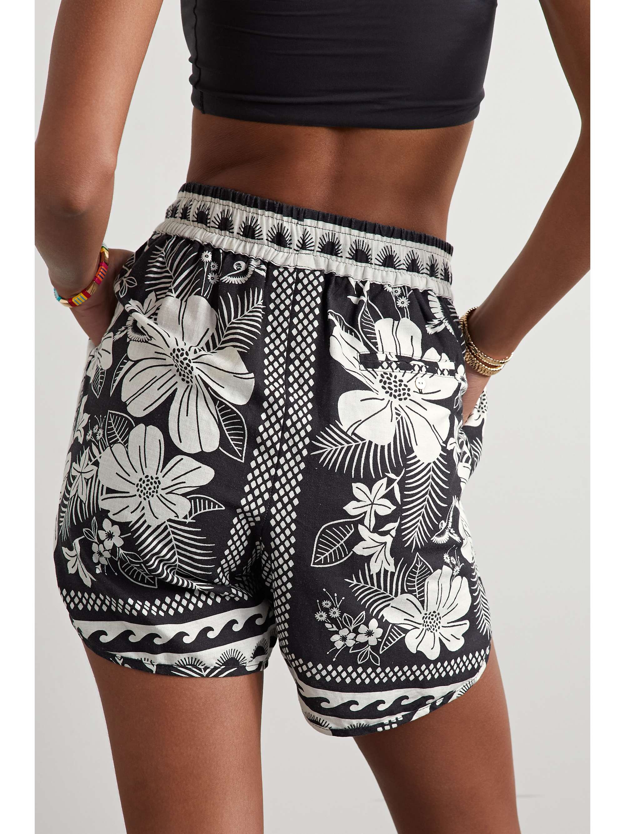 FARM RIO Printed linen-blend shorts