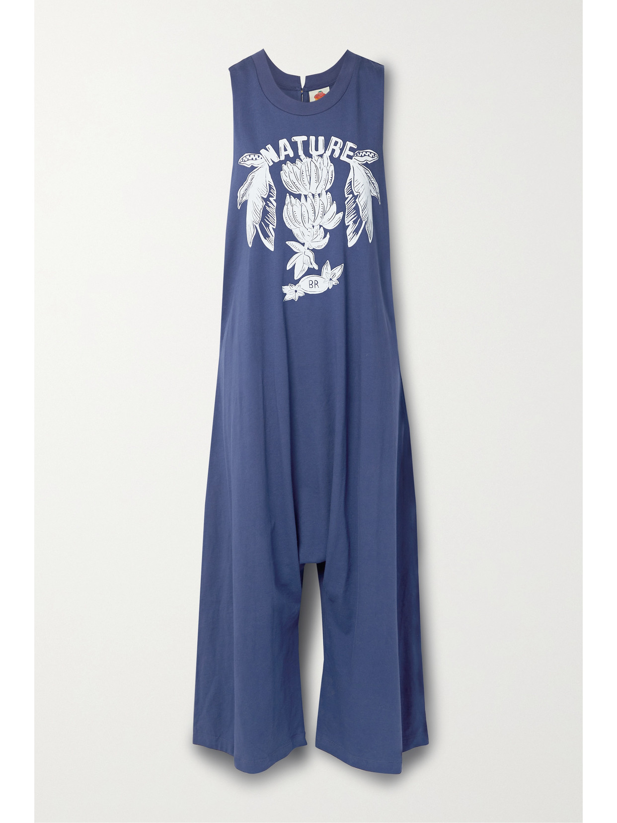 Farm Rio - Printed Cotton-jersey Jumpsuit - Blue