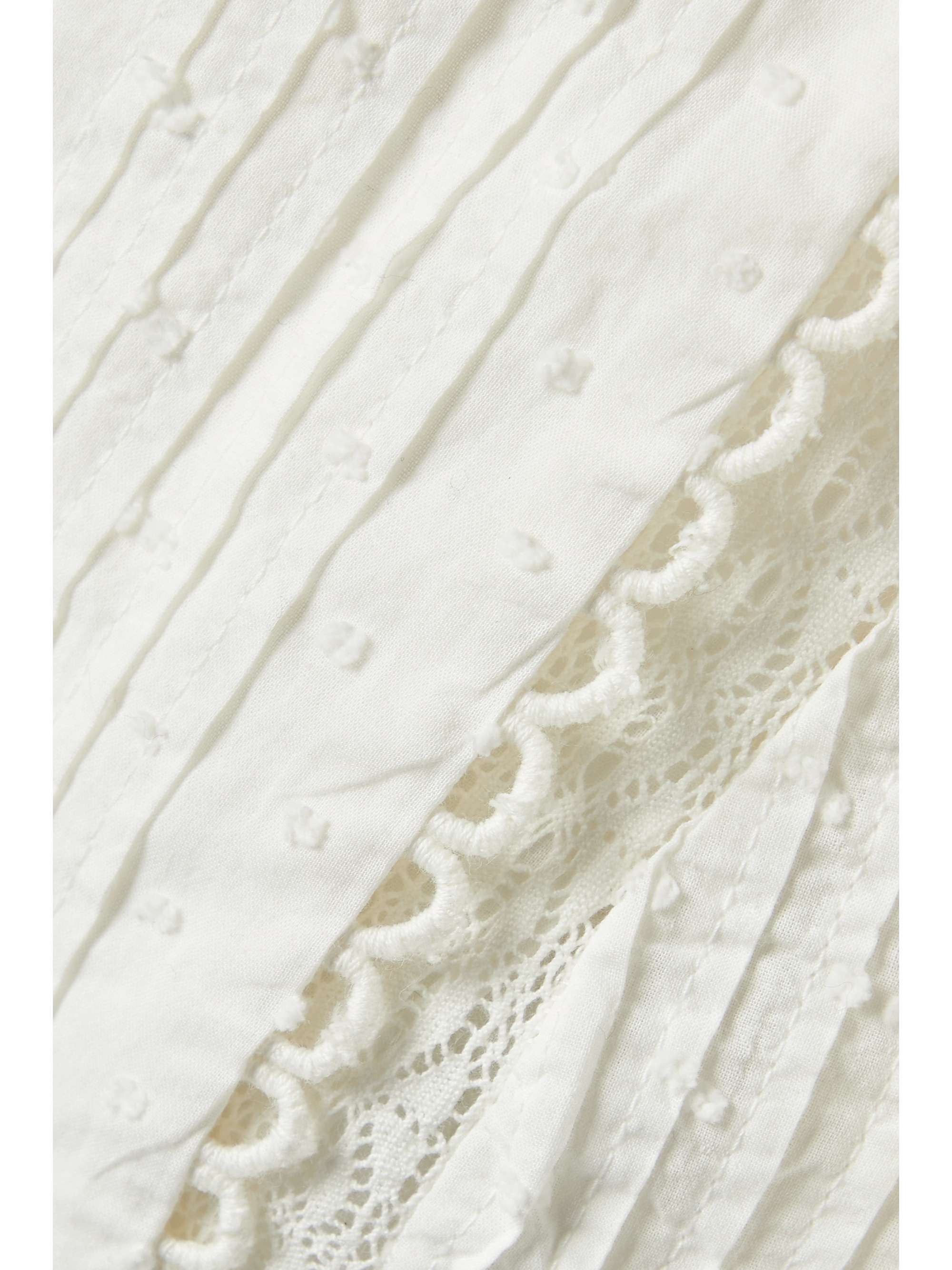 FARM RIO Cropped crochet and lace-trimmed fil coupé cotton top