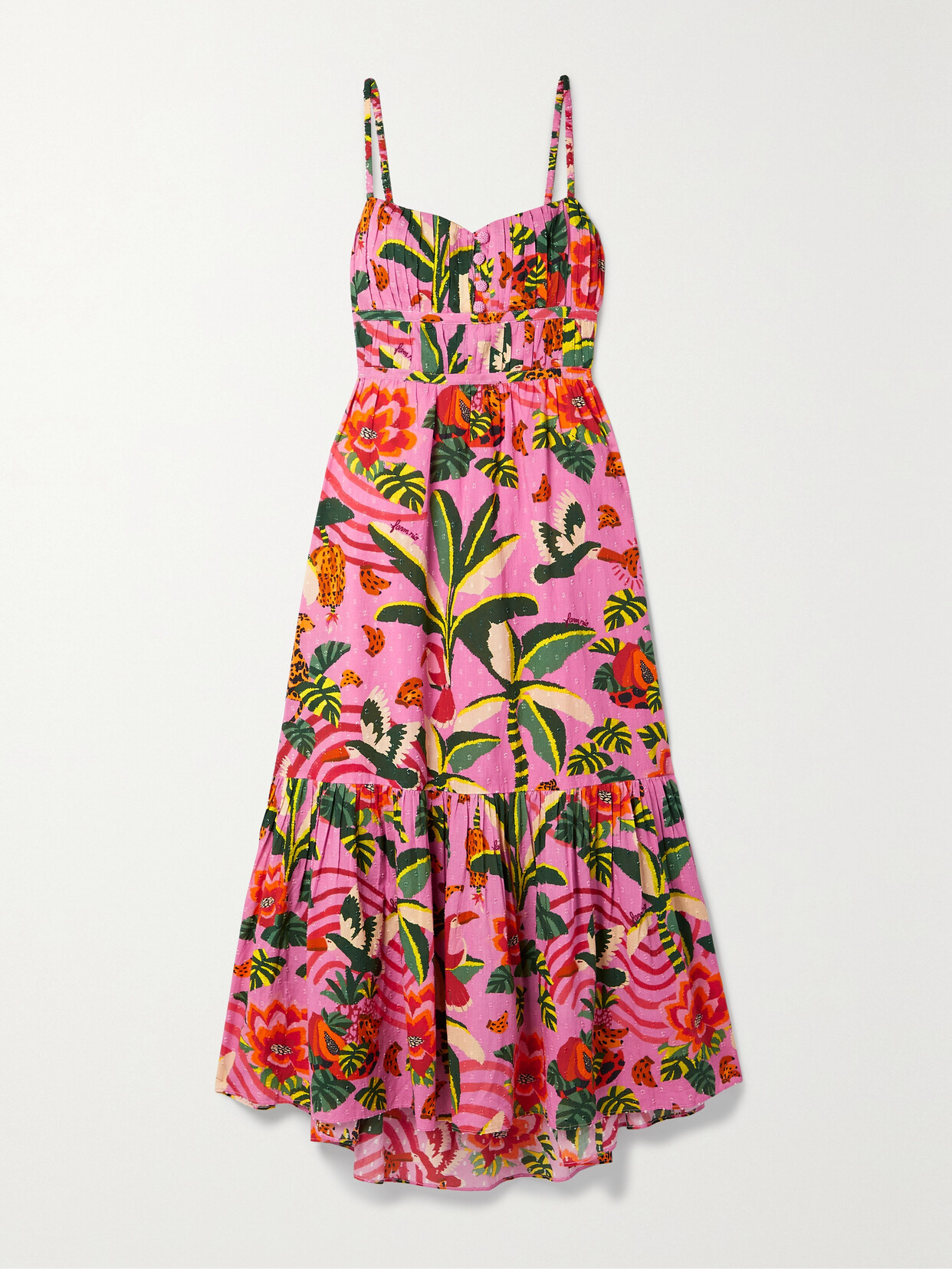 Farm Rio - Pleated Printed Fil Coupé Cotton Maxi Dress - Pink