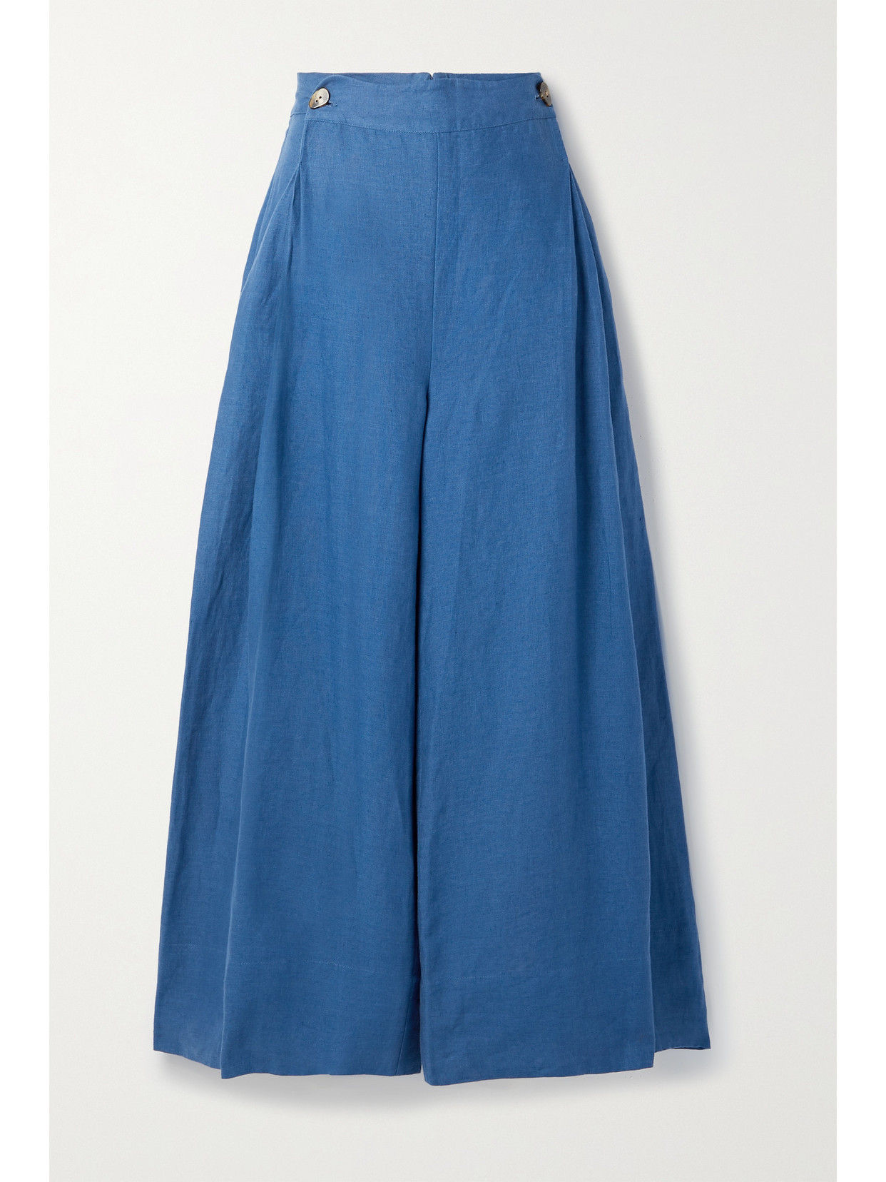 Farm Rio - Pleated Linen Wide-leg Pants - Blue