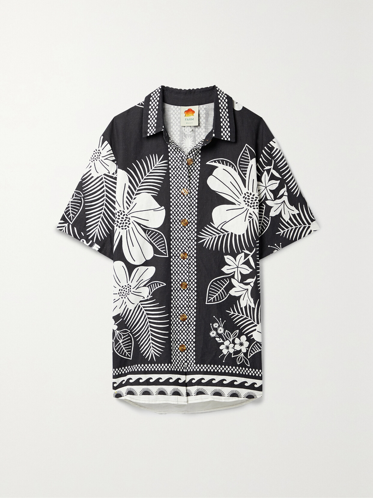 Farm Rio - Printed Linen-blend Shirt - Black