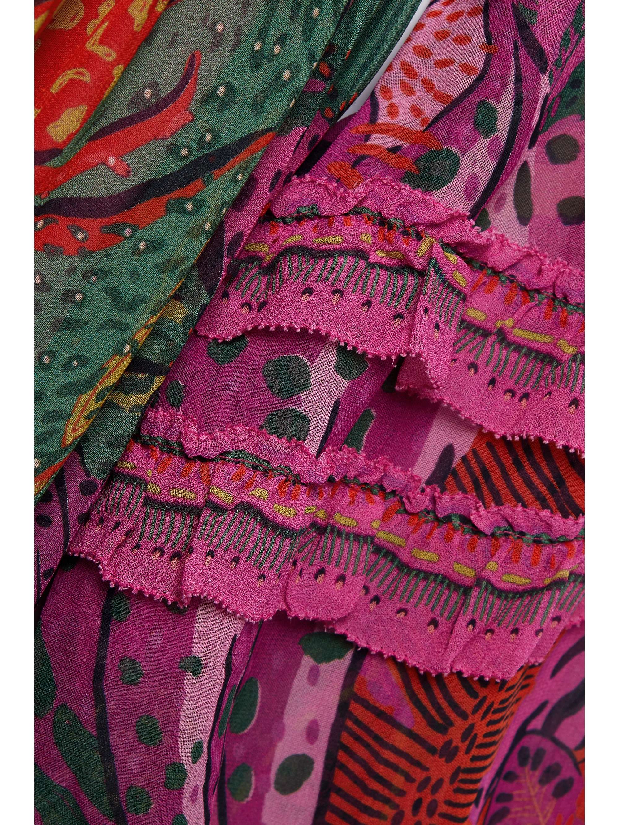 FARM RIO Open-back ruffled printed georgette maxi dress