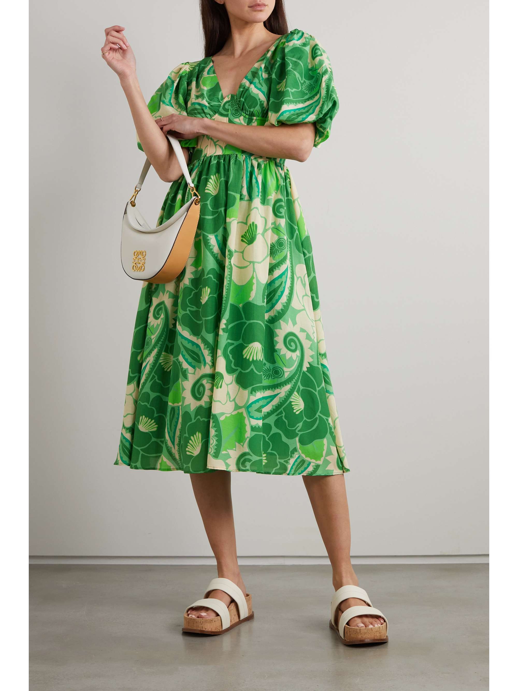 FARM RIO Tropical Groove floral-print cotton-blend midi dress