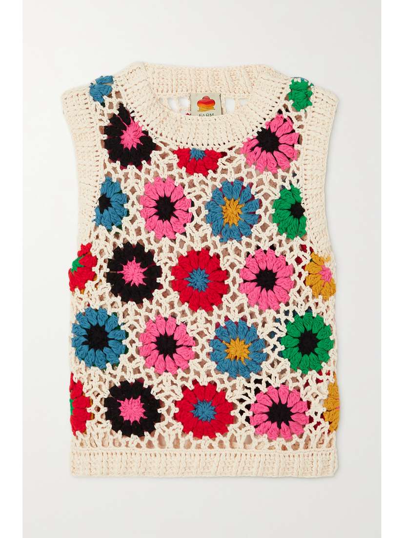 Farm Rio Crocheted Cotton Vest