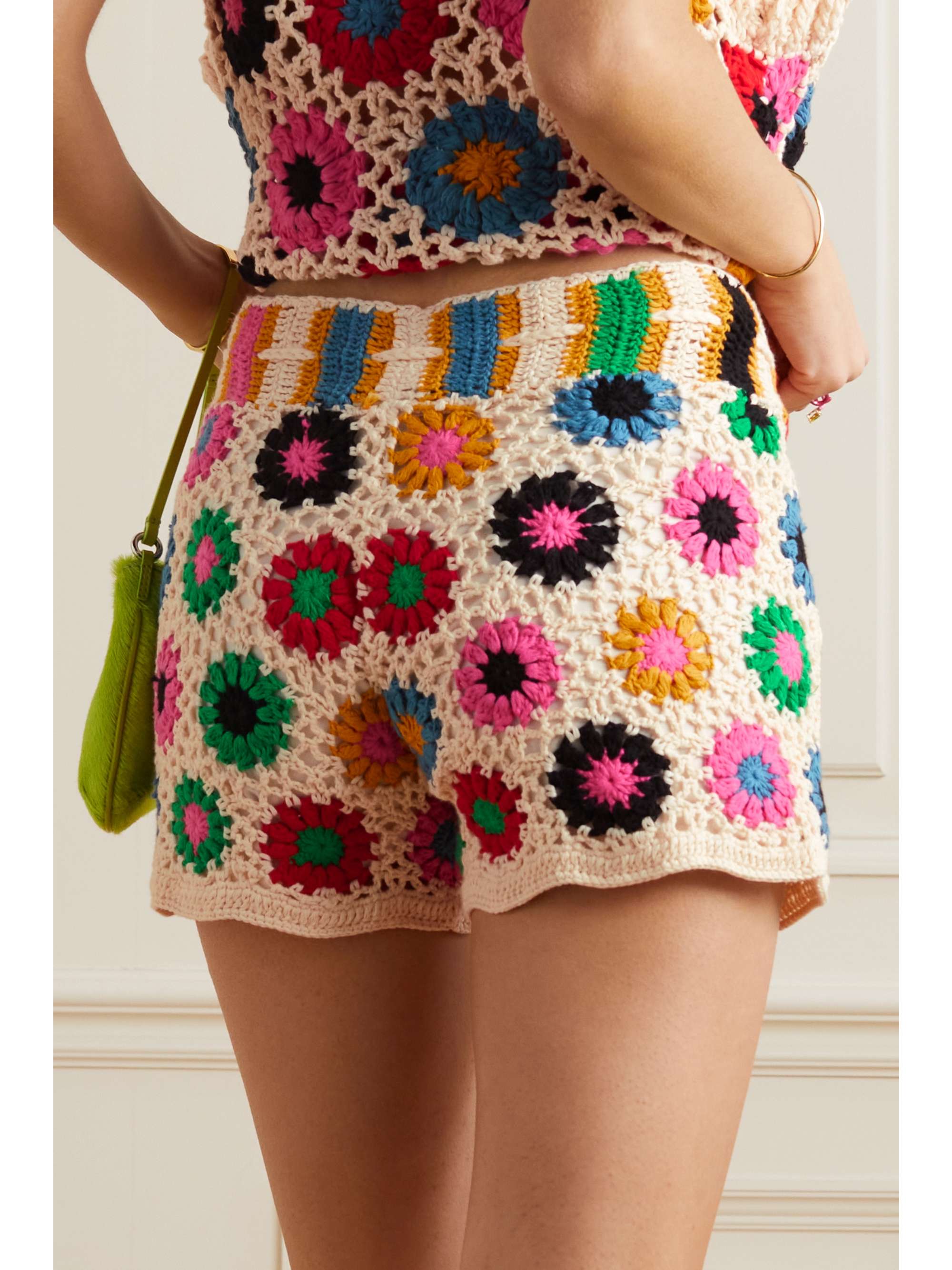 FARM RIO Crocheted cotton shorts