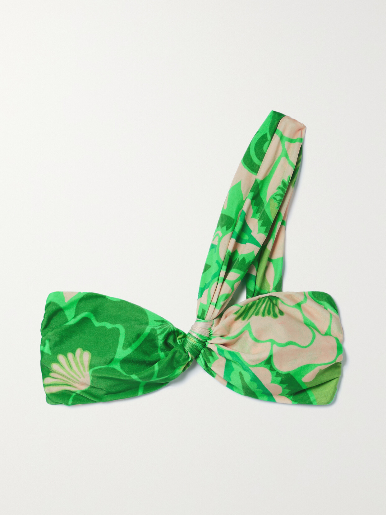 Shop Farm Rio One-shoulder Printed Bikini Top In Green