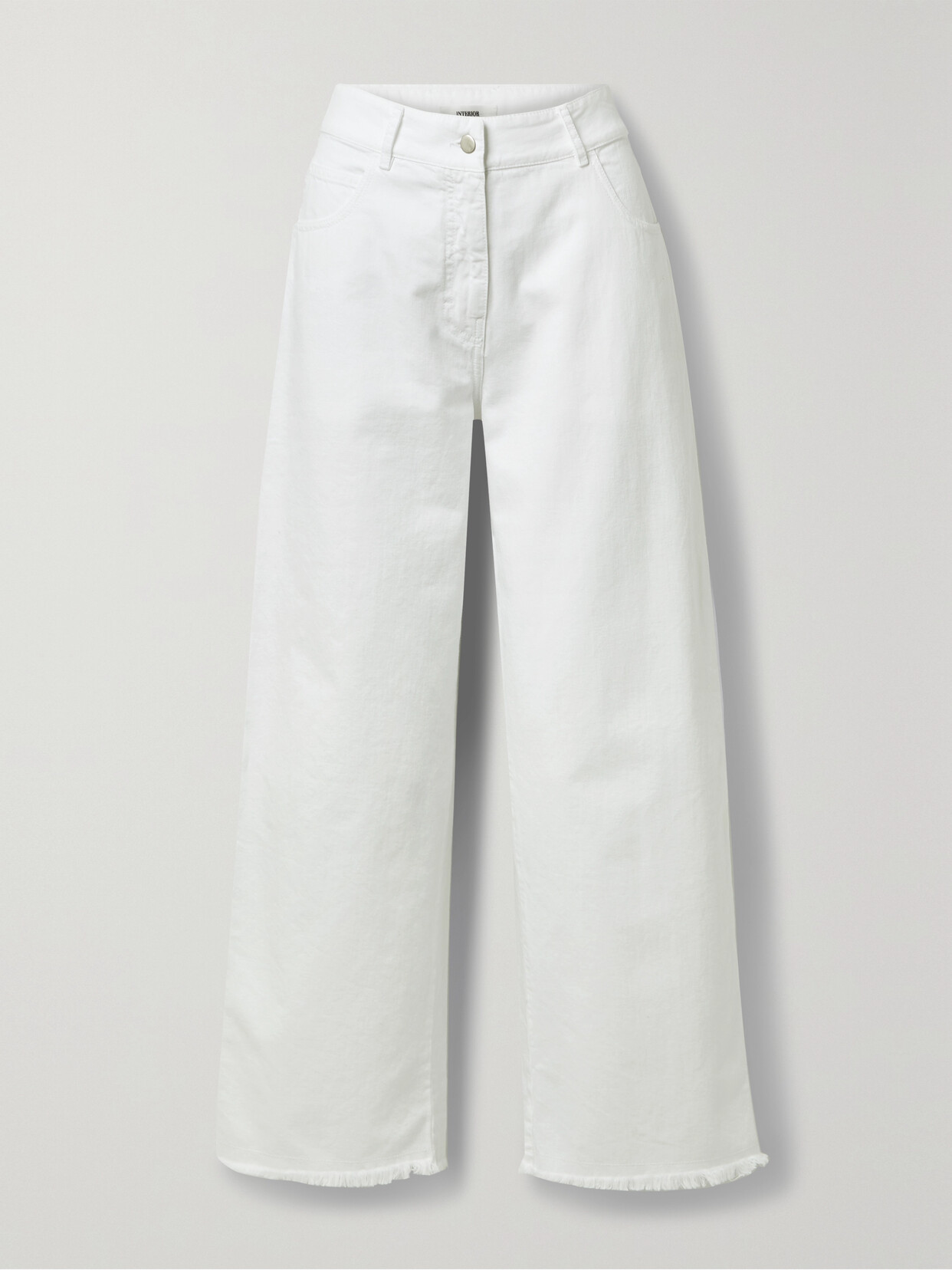 Interior - Clarice Frayed Mid-rise Straight-leg Jeans - Off-white