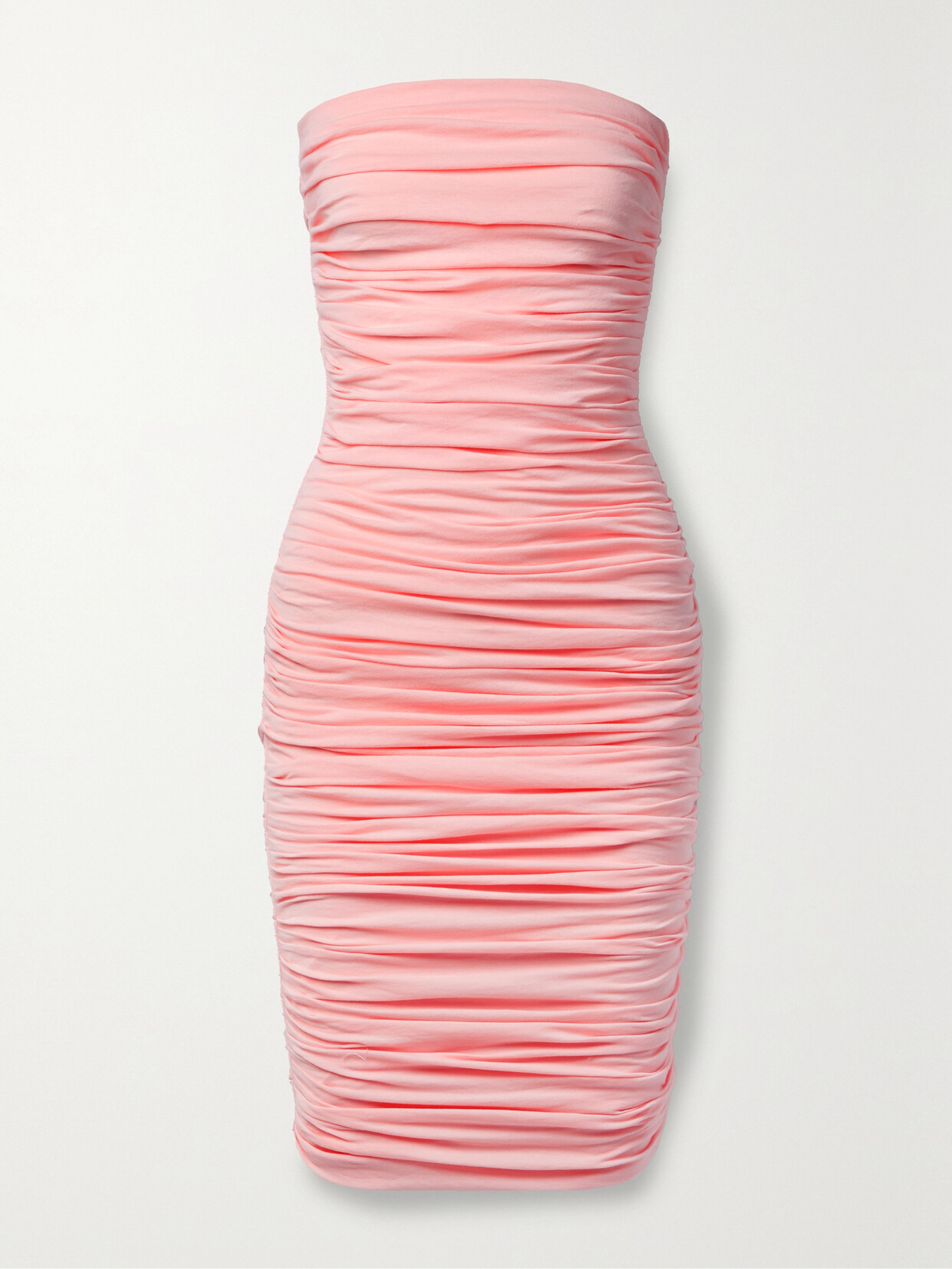 Interior Shelley Strapless Ruched Cotton-jersey Mini Dress - Pink