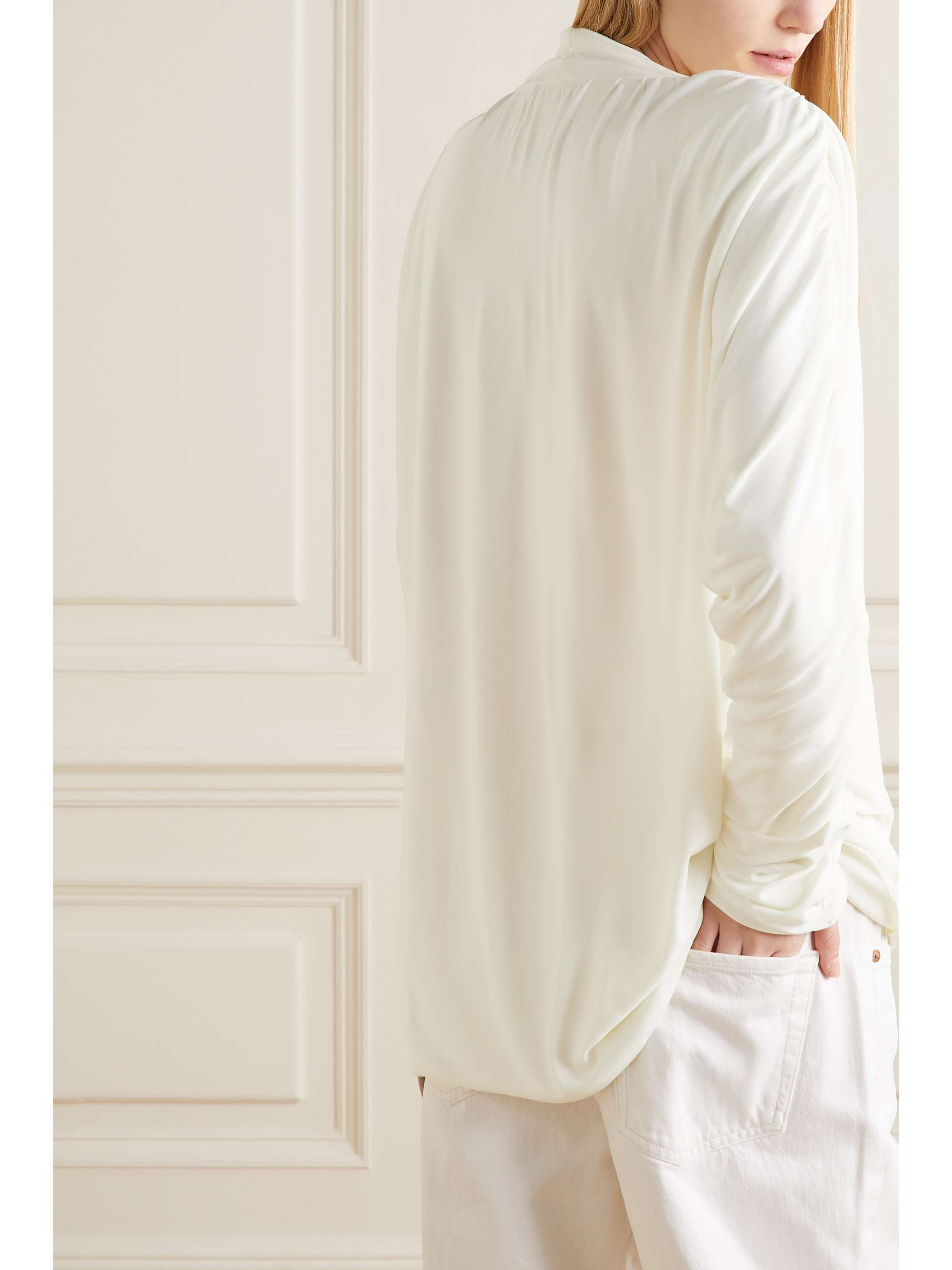 INTERIOR Sidney ruched jersey top