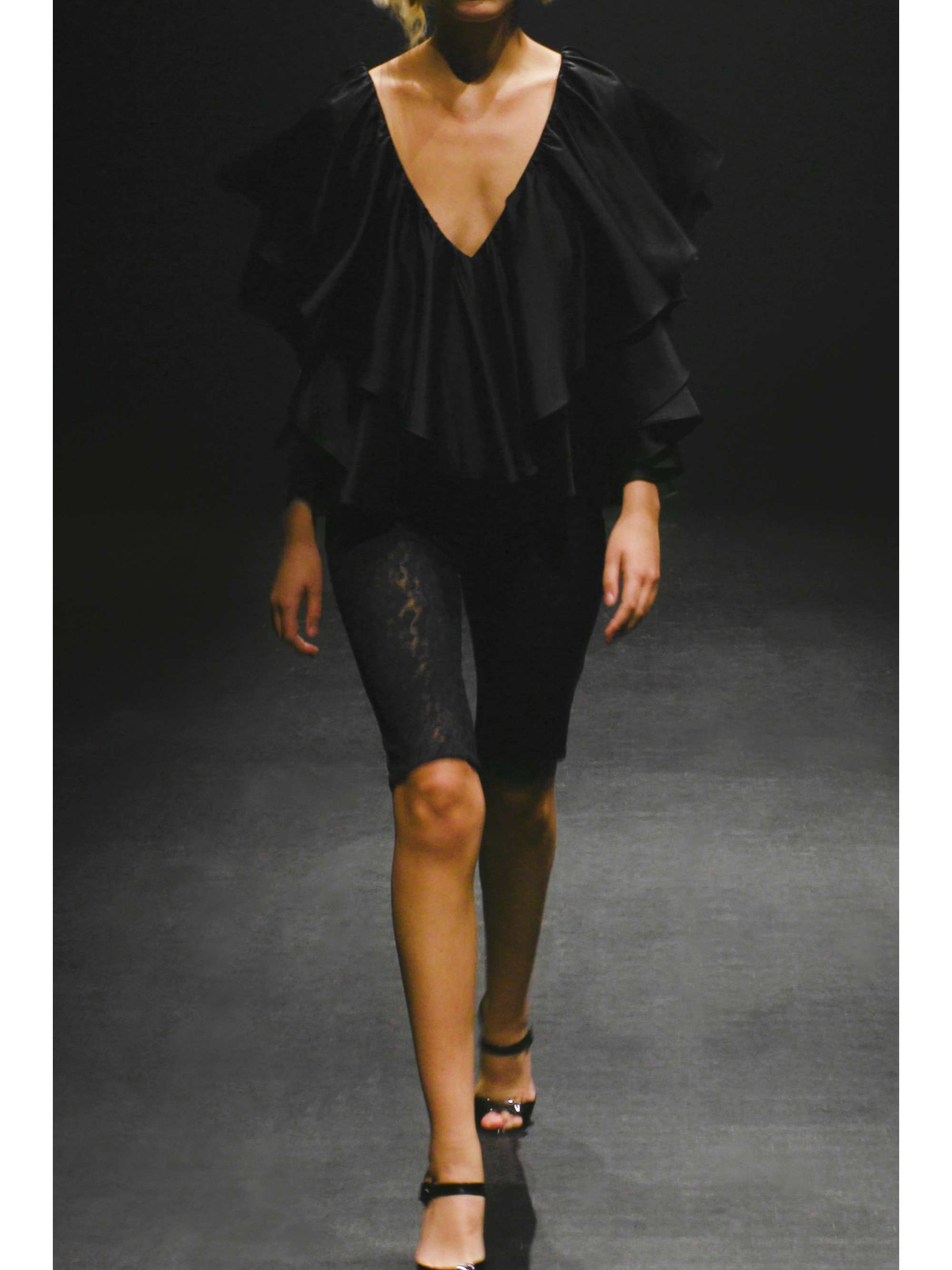 INTERIOR Jane ruffled silk-satin blouse
