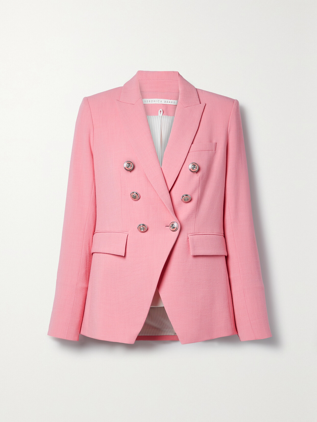 Veronica Beard - Miller Dickey Double-breasted Grain De Poudre Blazer - Pink