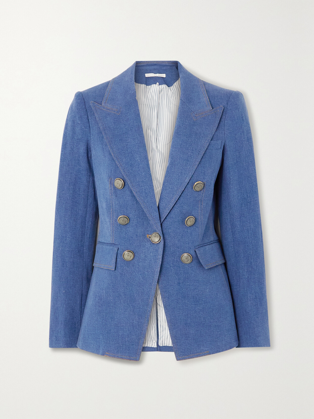 VERONICA BEARD NAIRA DICKEY DOUBLE-BREASTED DENIM BLAZER