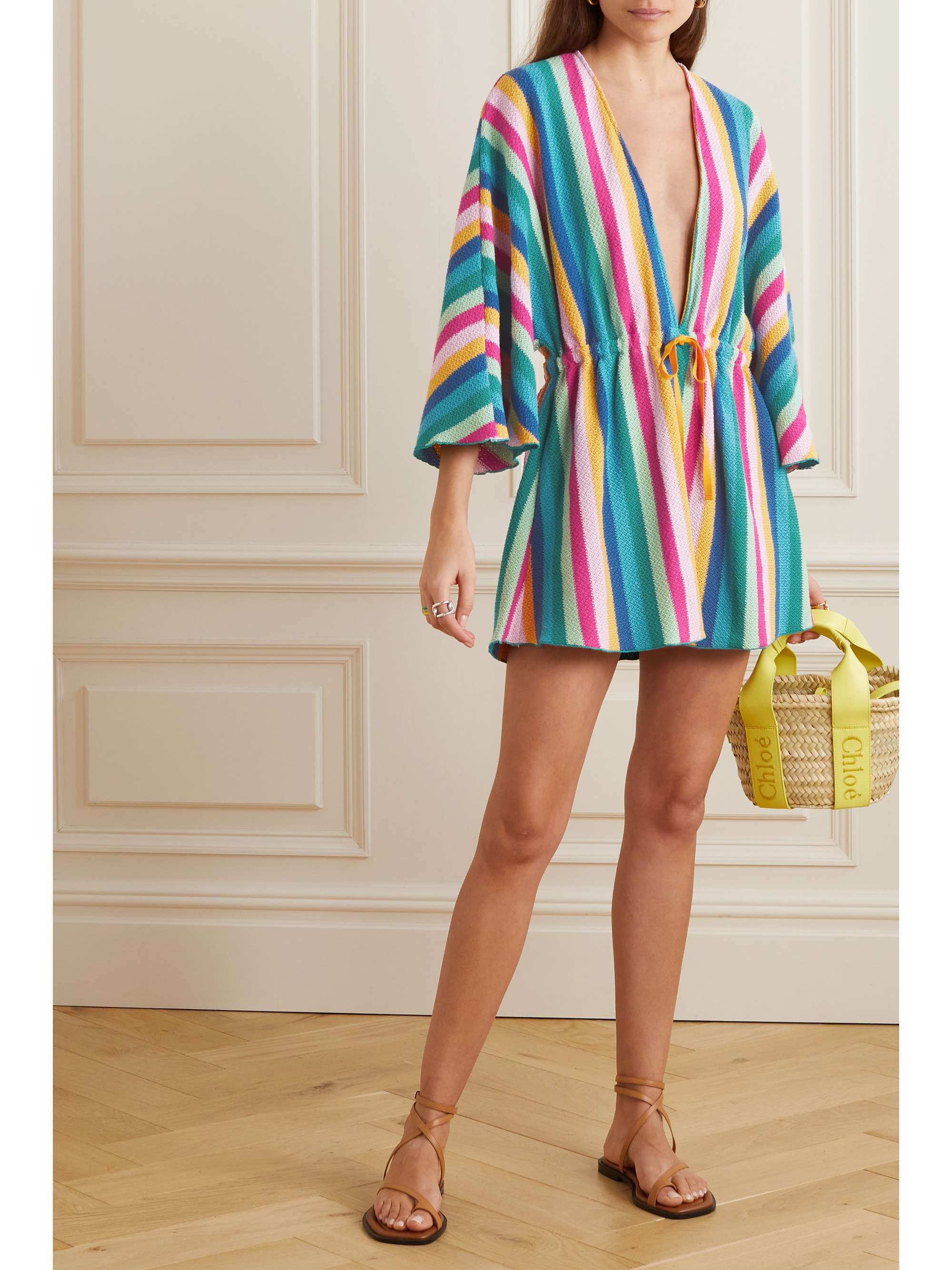 Rainbow striped sales mini dress