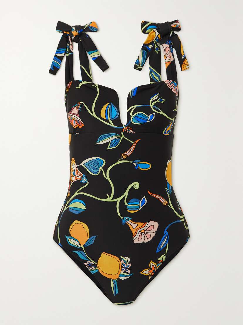La DoubleJ Barbarella Tie-detailed Reversible Printed Swimsuit - xx large