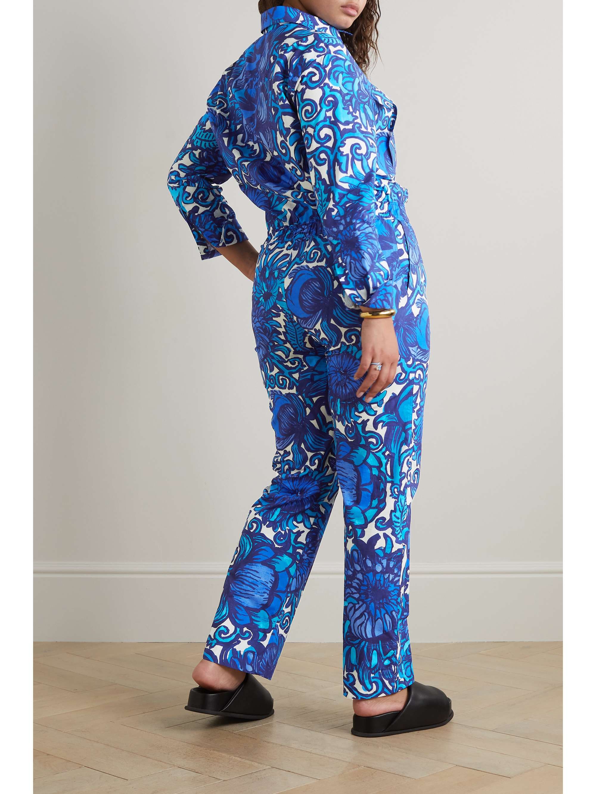 LA DOUBLEJ Aviator floral-print cotton-poplin jumpsuit