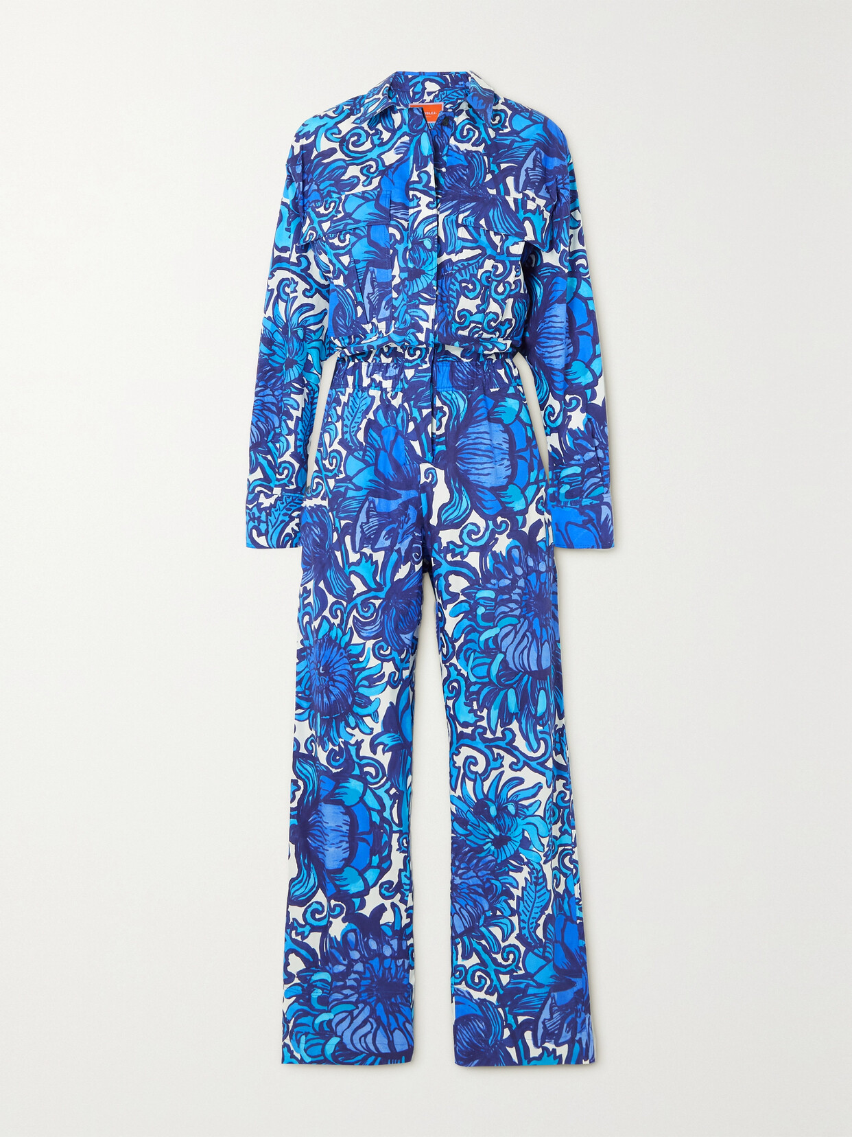 LA DOUBLEJ AVIATOR FLORAL-PRINT COTTON-POPLIN JUMPSUIT