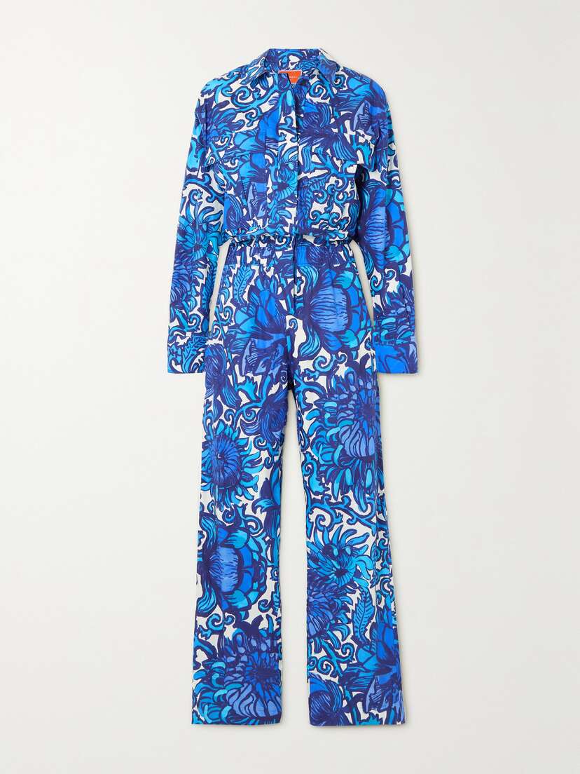 La DoubleJ Aviator Floral-print Cotton-poplin Jumpsuit