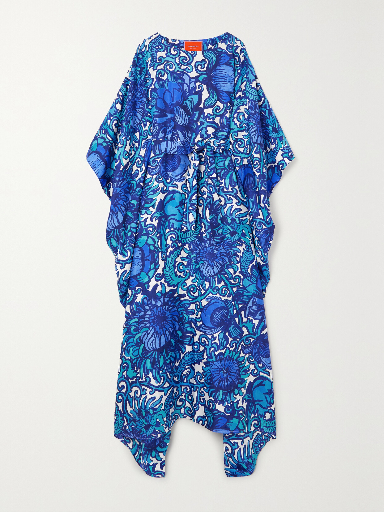 La DoubleJ - Belted Printed Silk-twill Kaftan - Blue