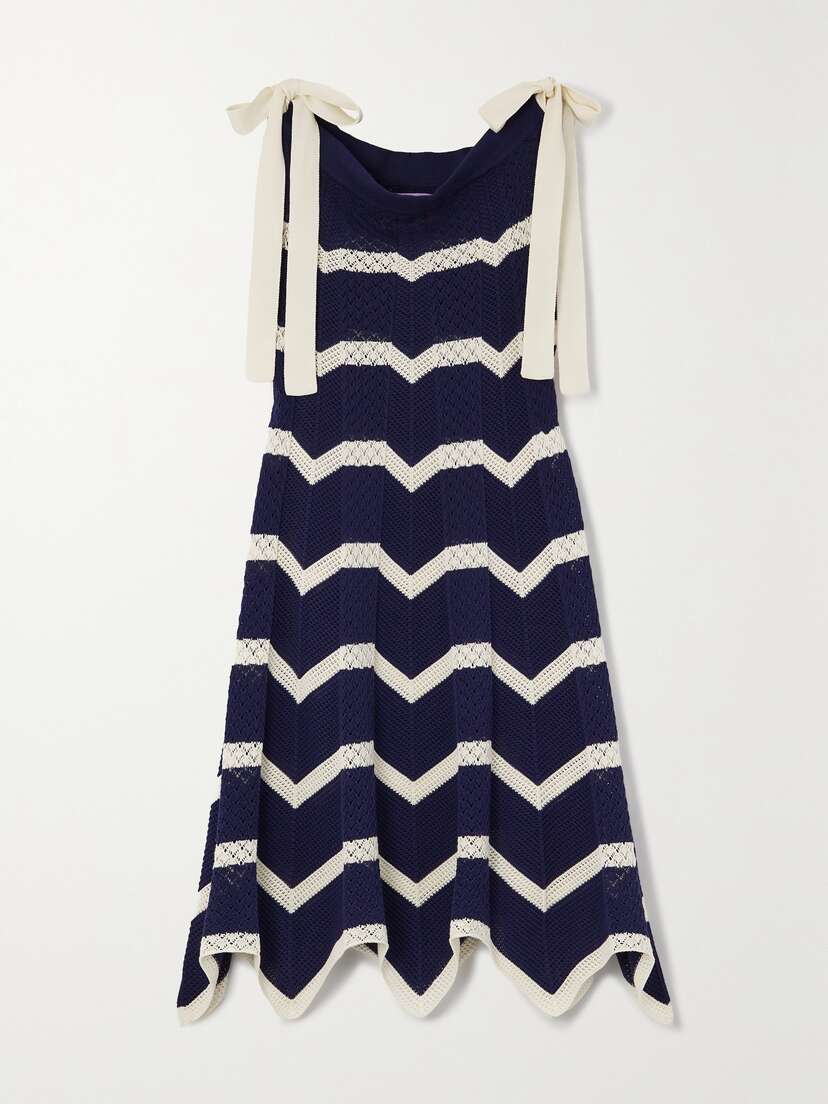 La DoubleJ Striped Crocheted Cotton Mini Dress - xx large