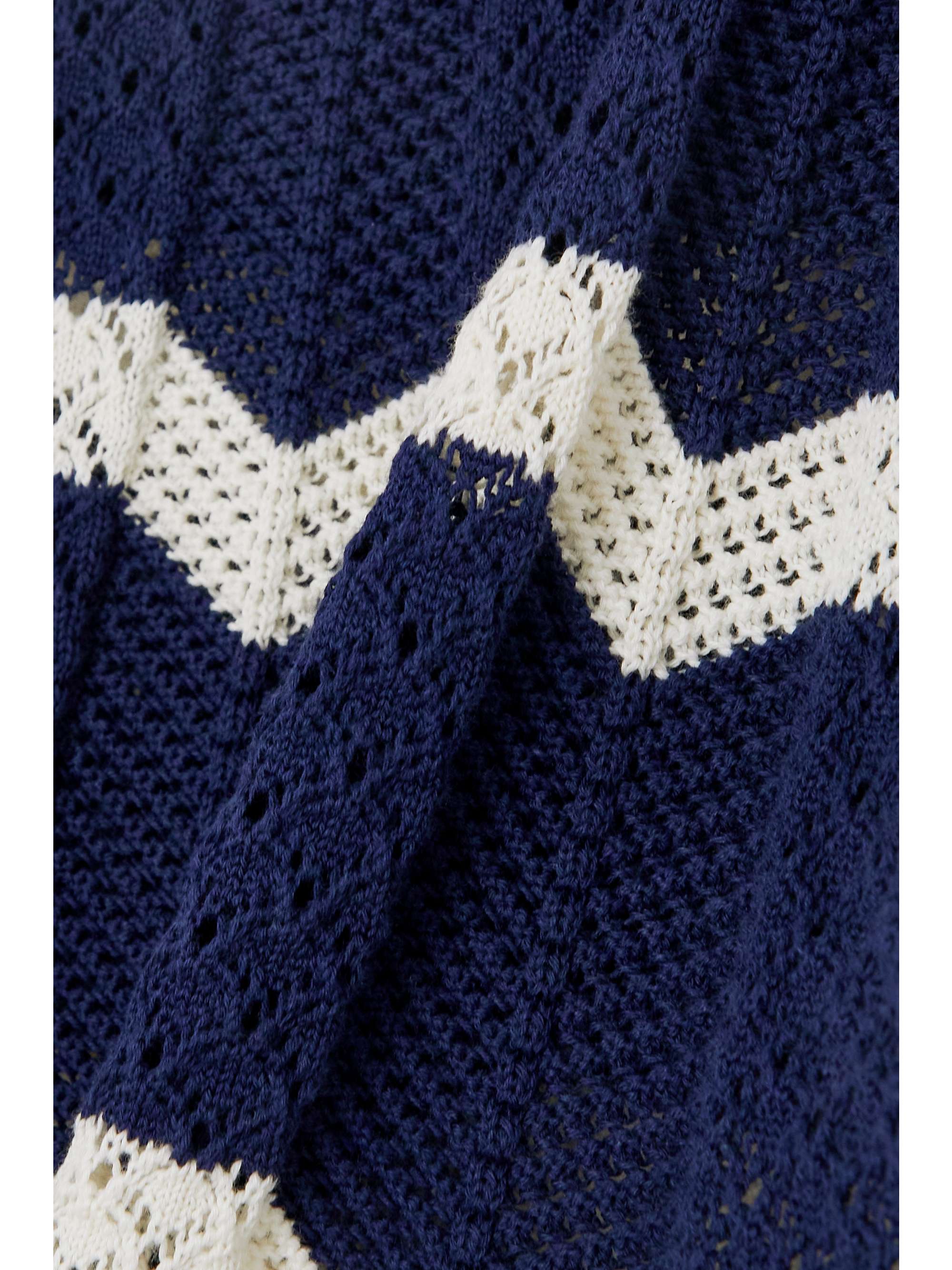 LA DOUBLEJ Cropped striped crocheted cotton top