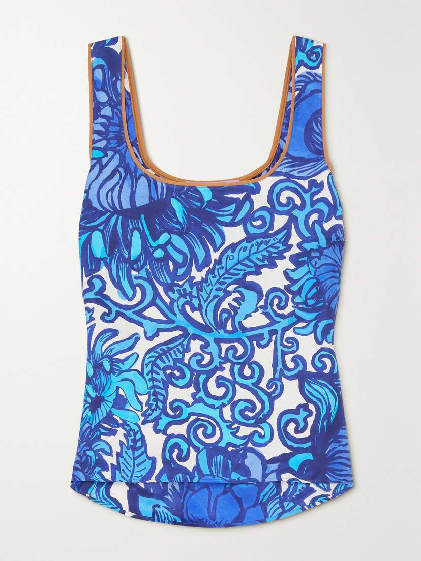 La DoubleJ Twirl Printed Silk-twill Tank