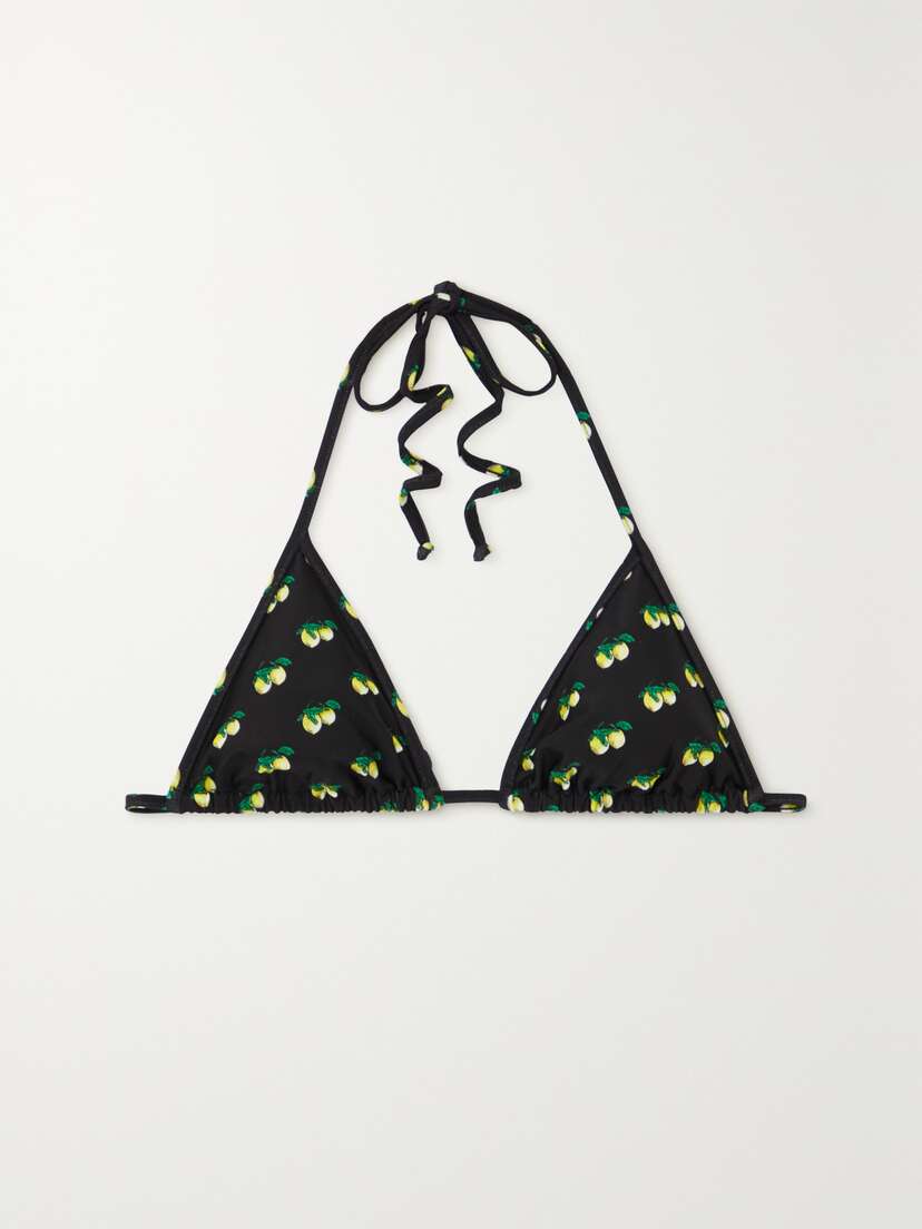 La DoubleJ Printed Triangle Halterneck Bikini Top - xx large