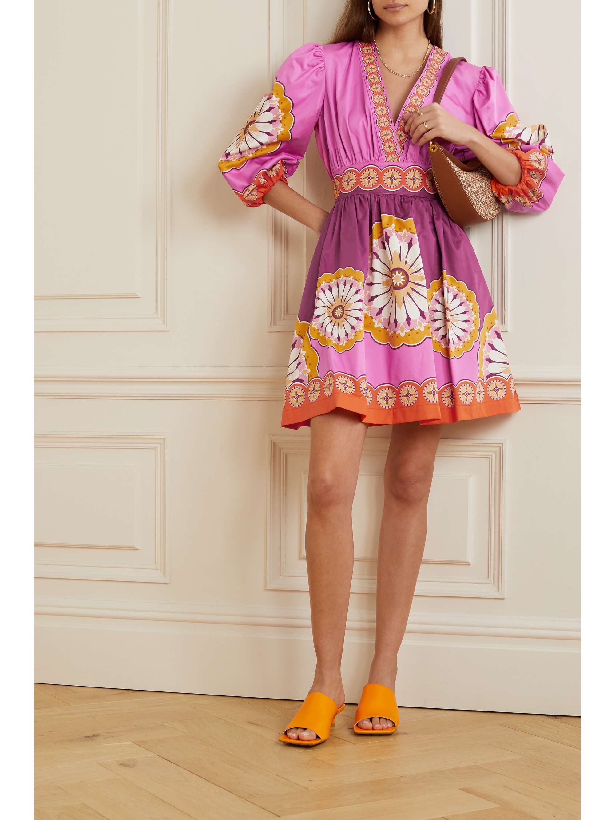 LA DOUBLEJ Margherita floral-print cotton-poplin mini dress