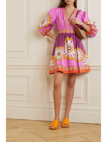 La DoubleJ Margherita floral-print cotton-poplin mini dress