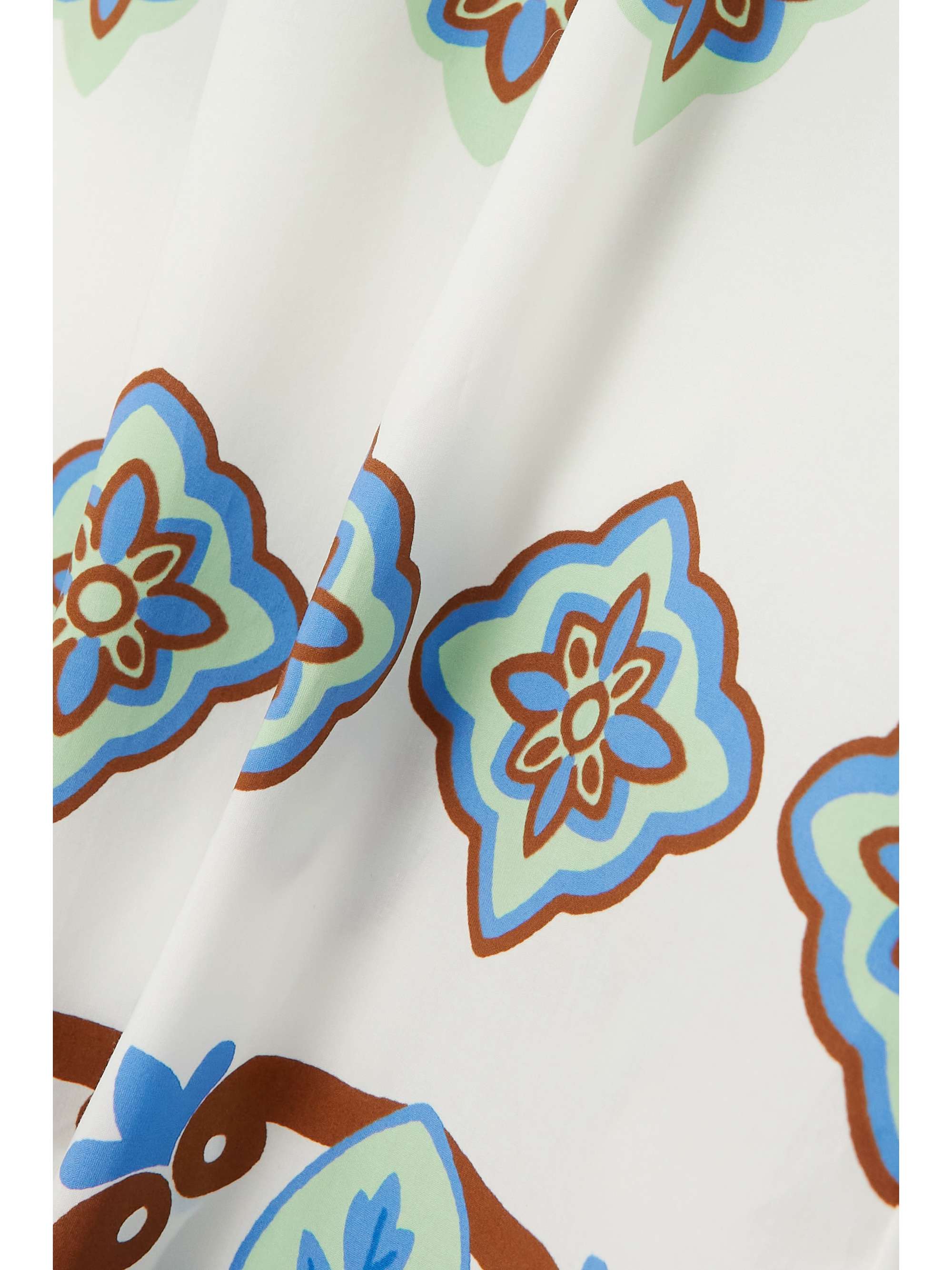 LA DOUBLEJ Printed cropped cotton-poplin wide-leg pants