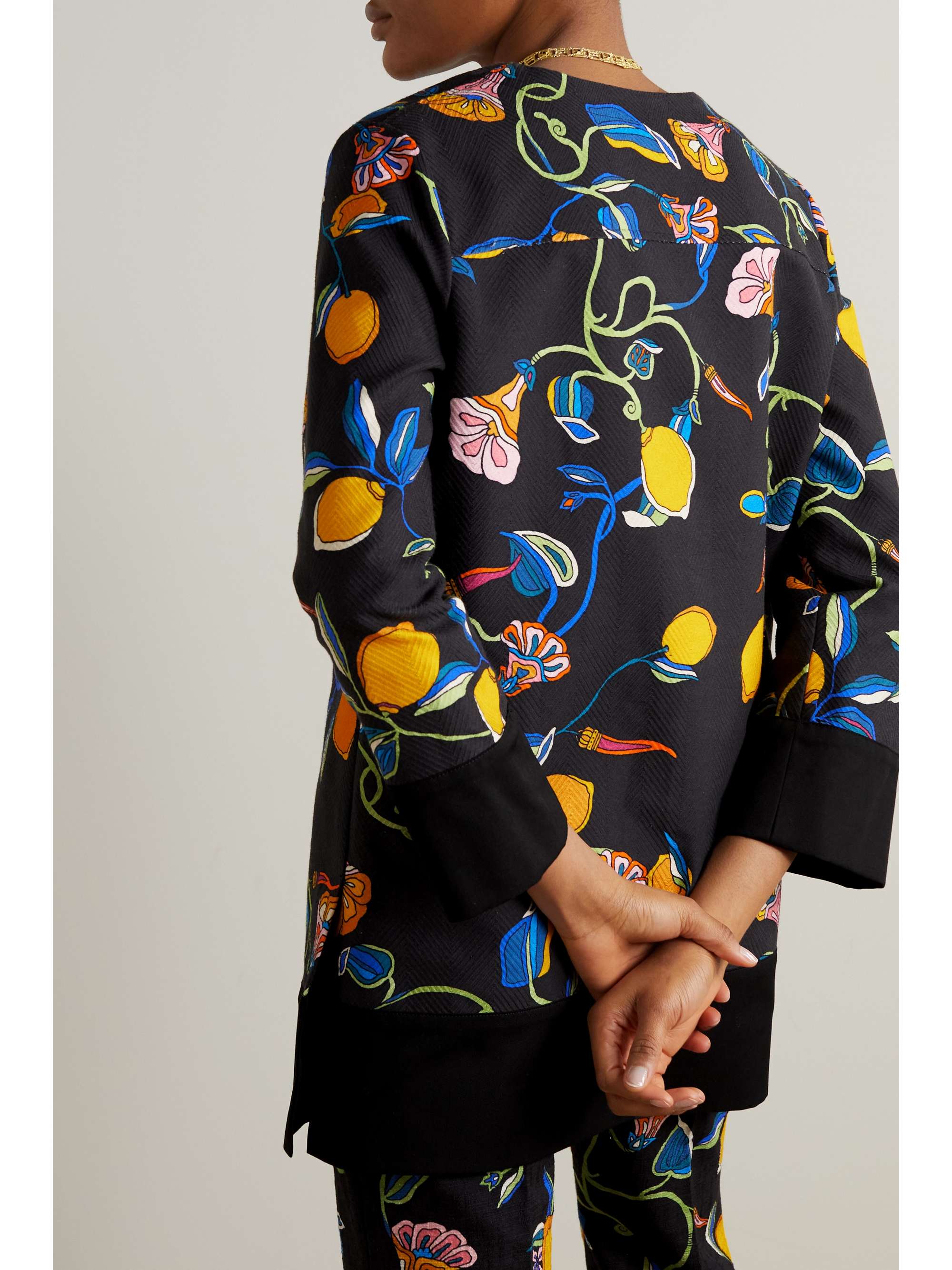 LA DOUBLEJ Printed textured-cotton tunic