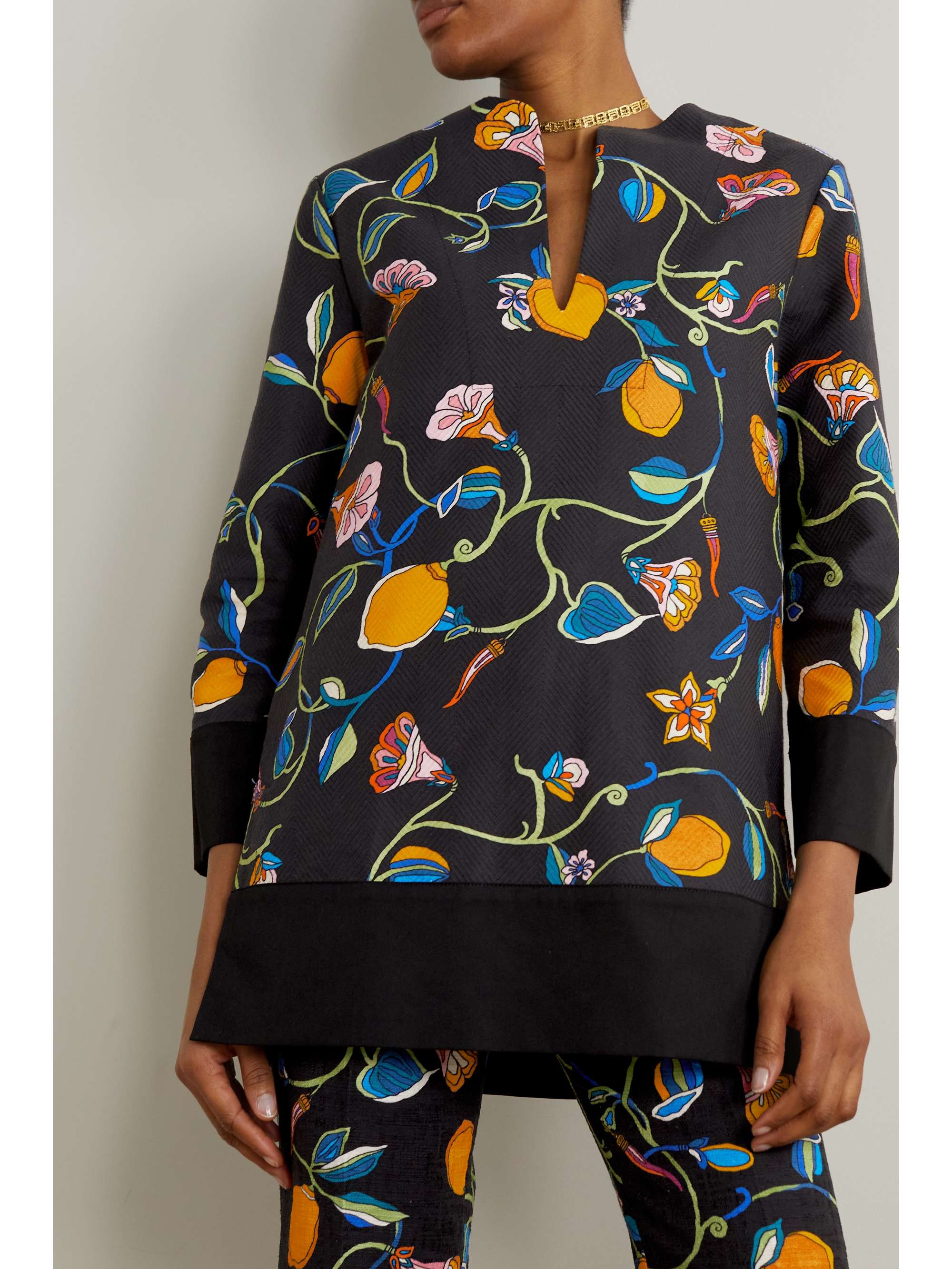 LA DOUBLEJ Printed textured-cotton tunic