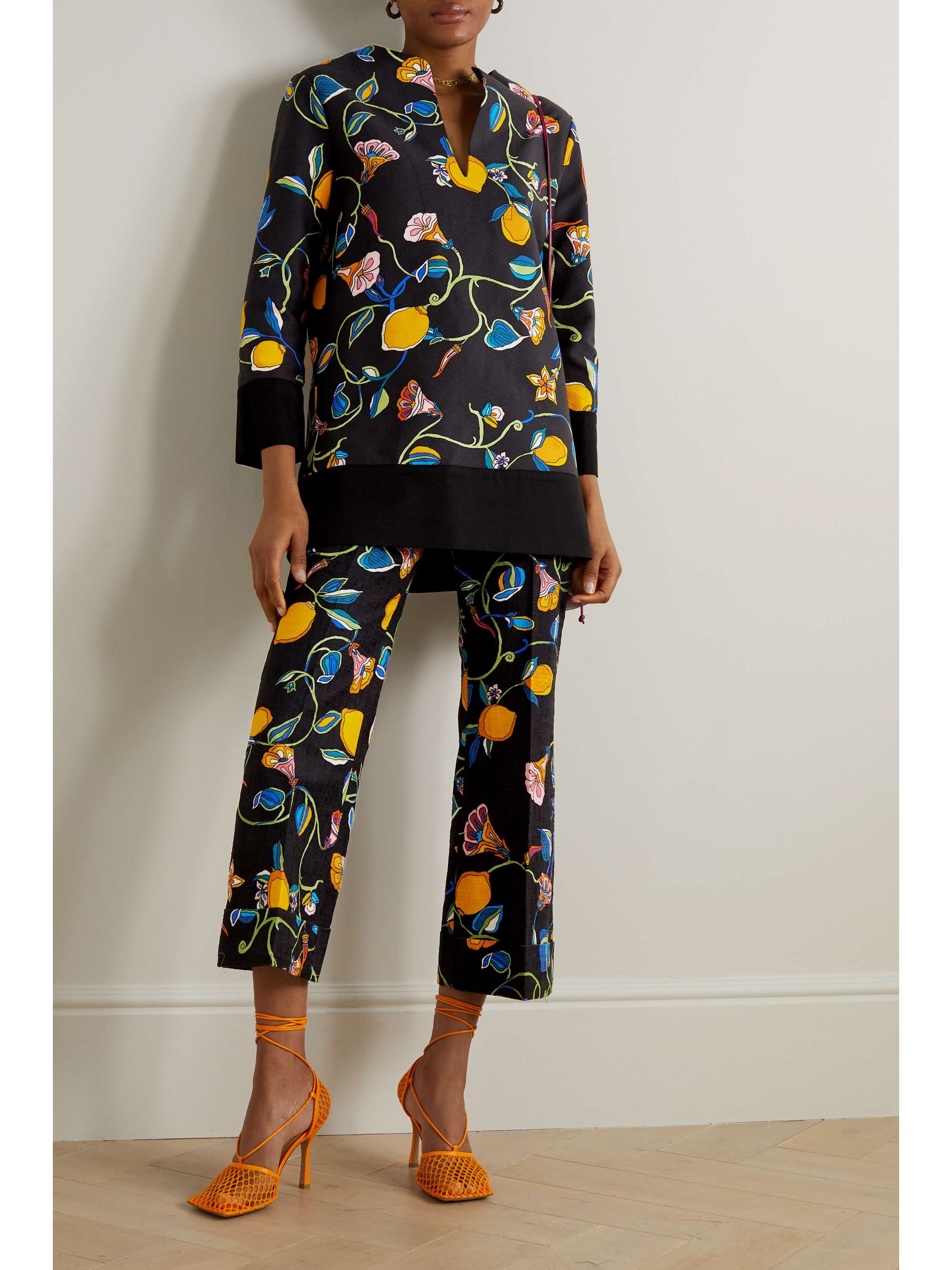 LA DOUBLEJ Printed textured-cotton tunic