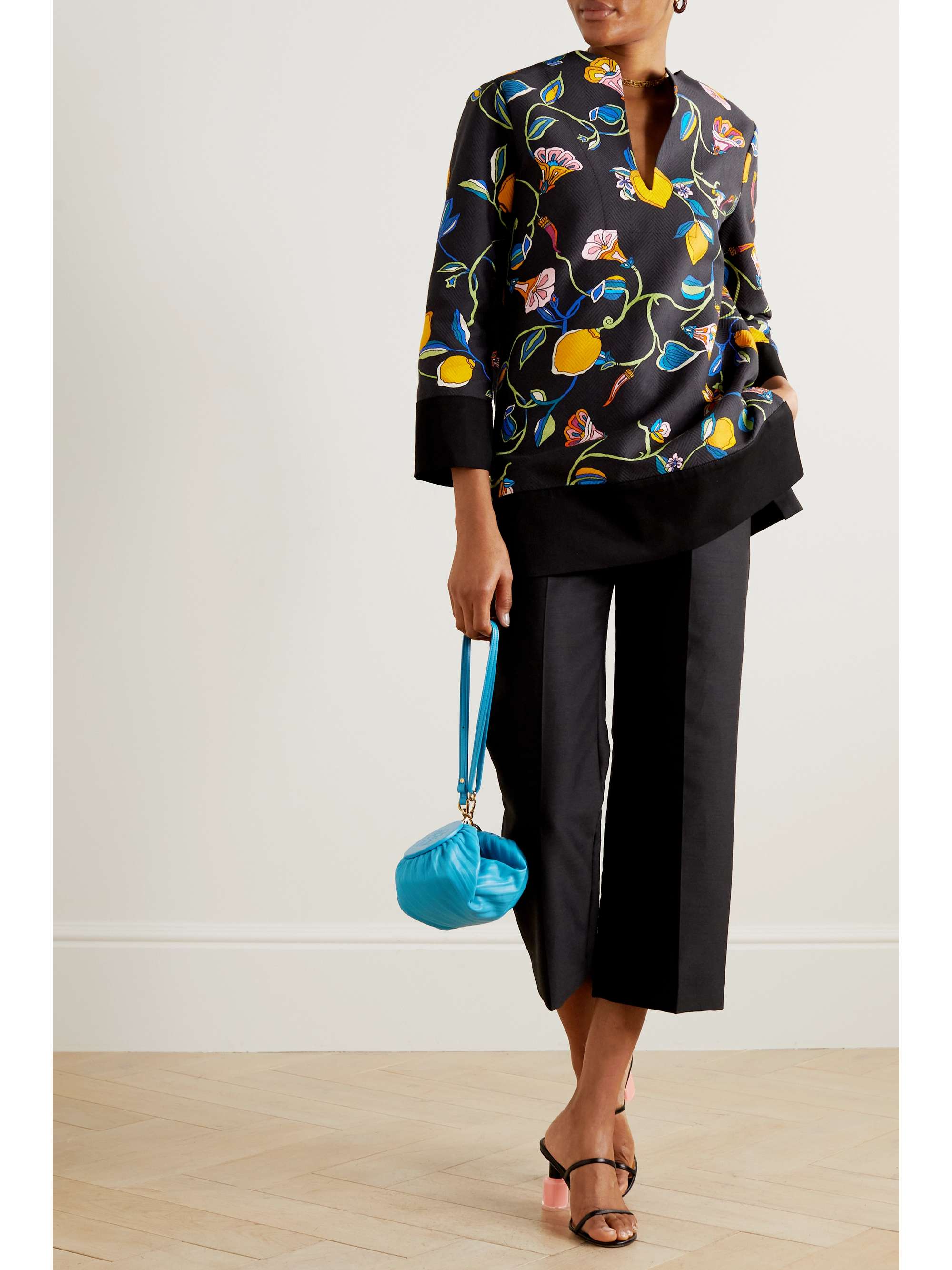 LA DOUBLEJ Printed textured-cotton tunic