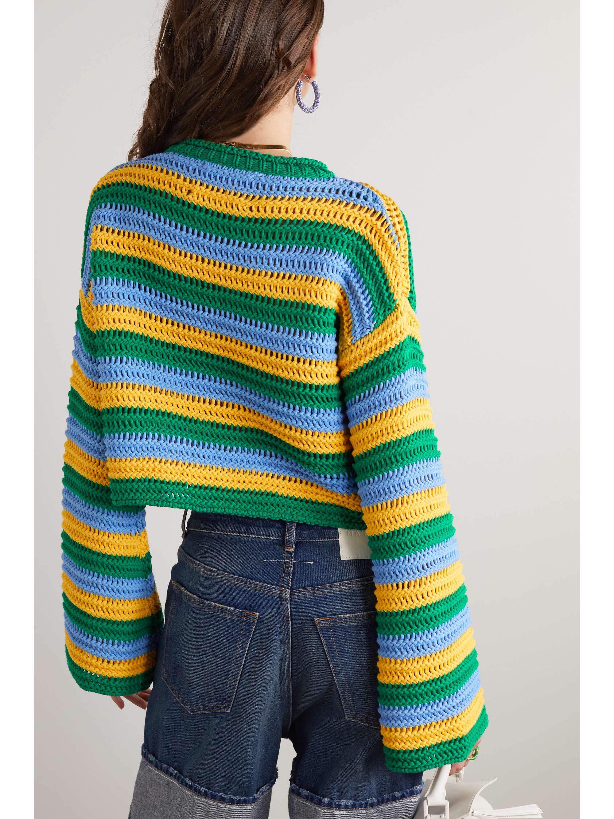 LA DOUBLEJ Open-knit cotton-blend cropped sweater
