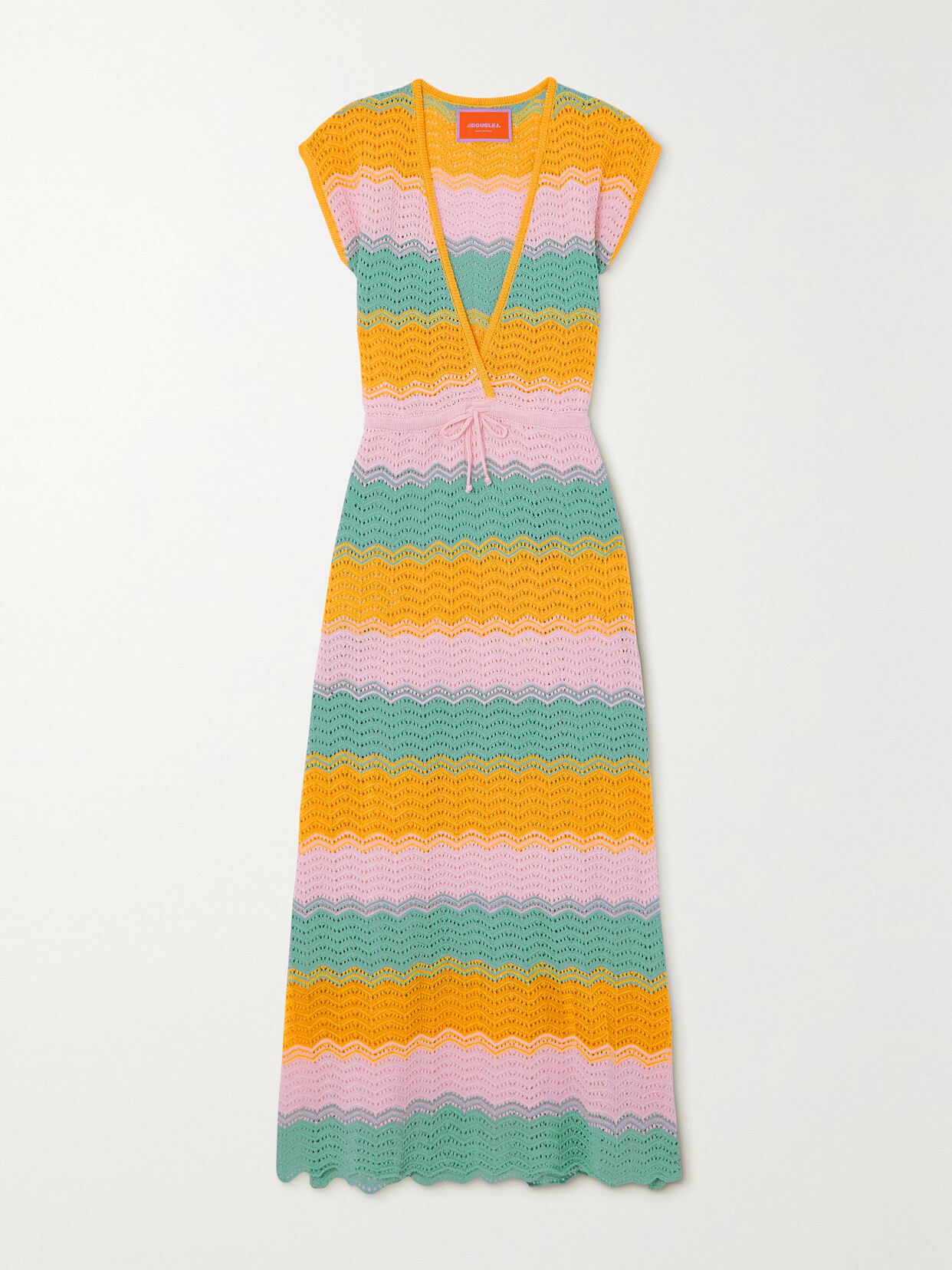 La DoubleJ - Salty Skin Striped Crocheted Cotton Maxi Dress - Multi