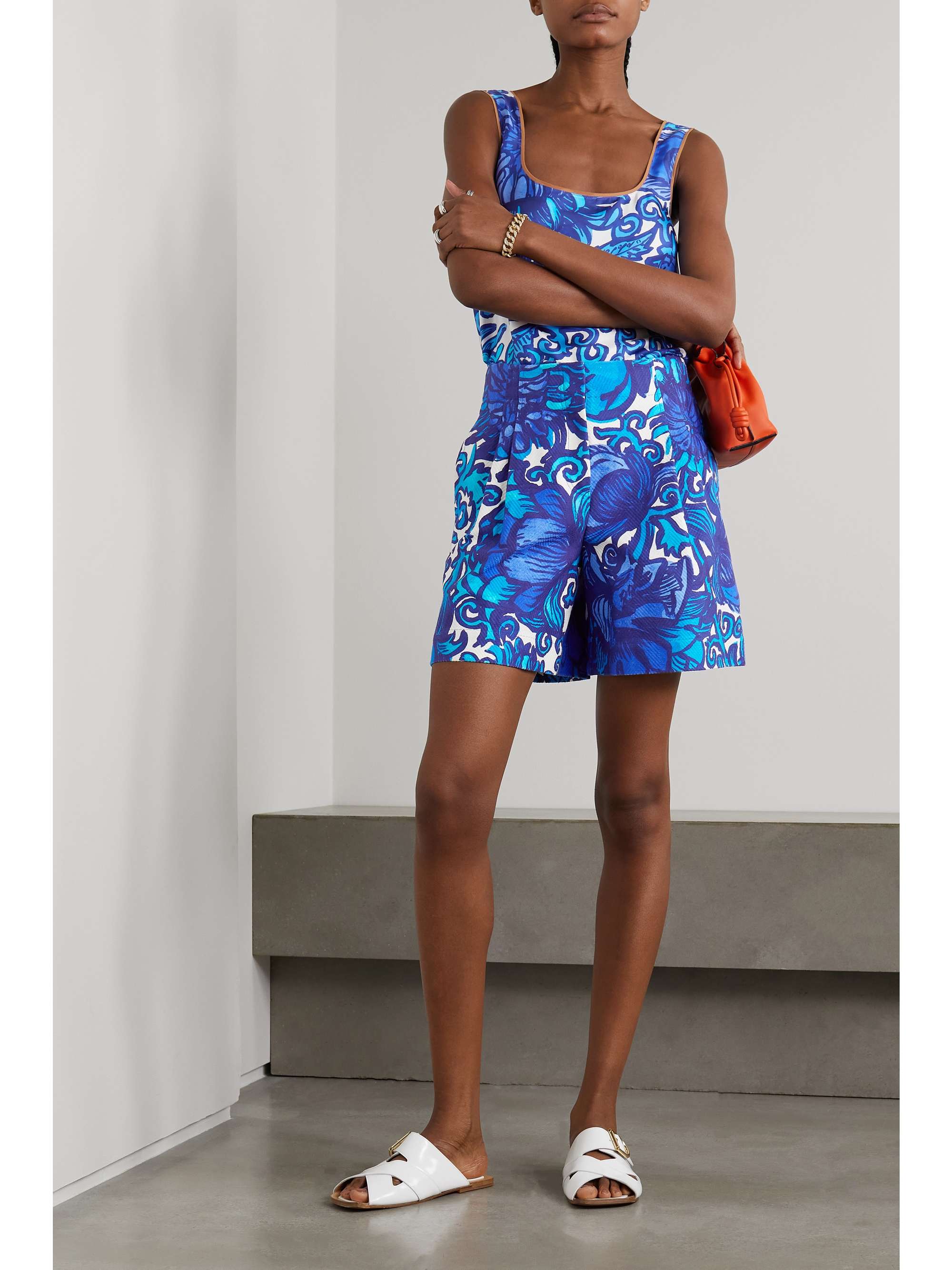 LA DOUBLEJ Deck printed textured-cotton shorts
