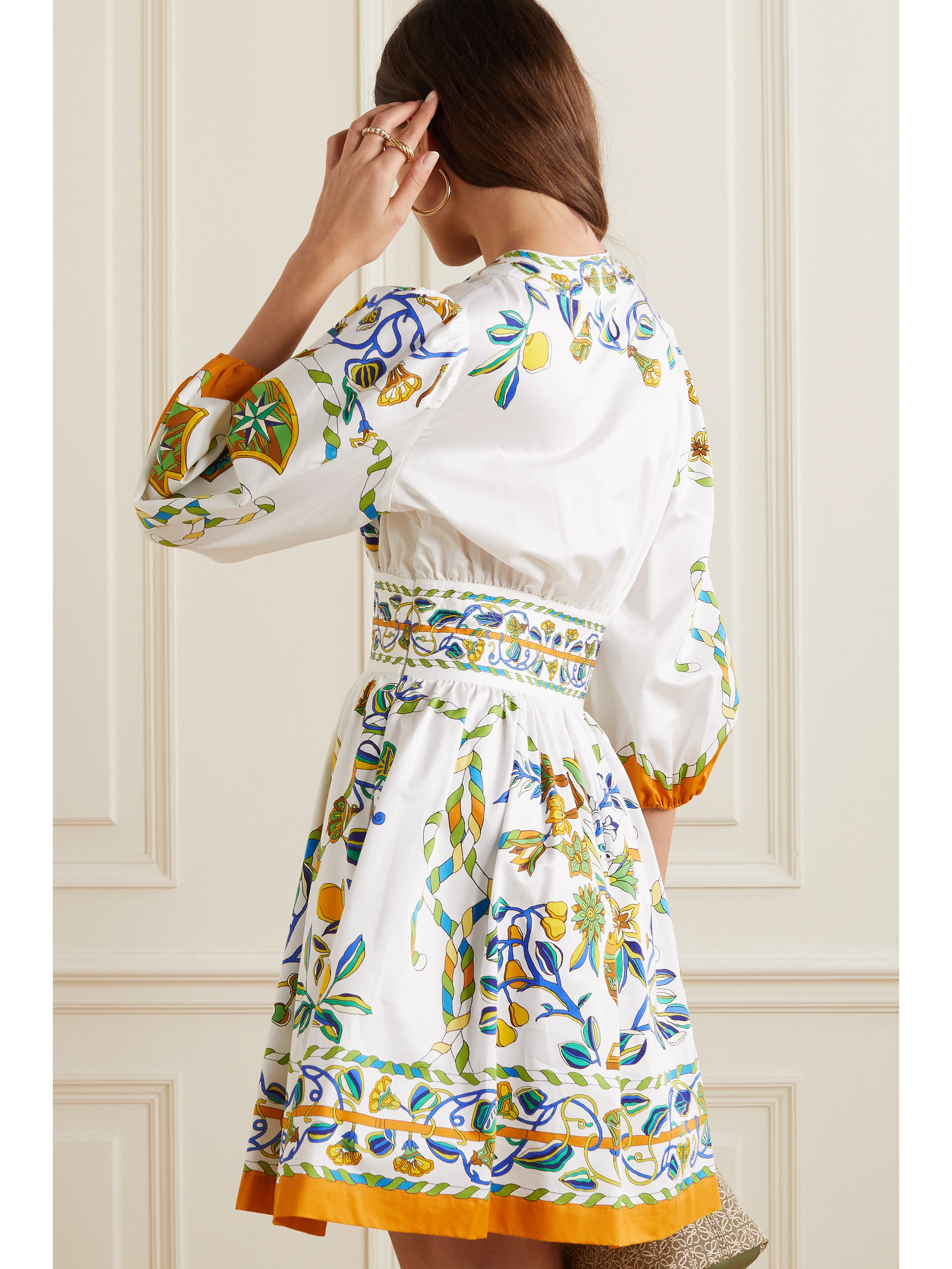 La DoubleJ Margherita printed cotton-poplin mini dress thumbnail