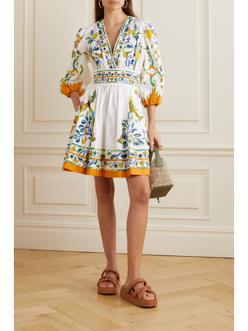 La DoubleJ Margherita printed cotton-poplin mini dress