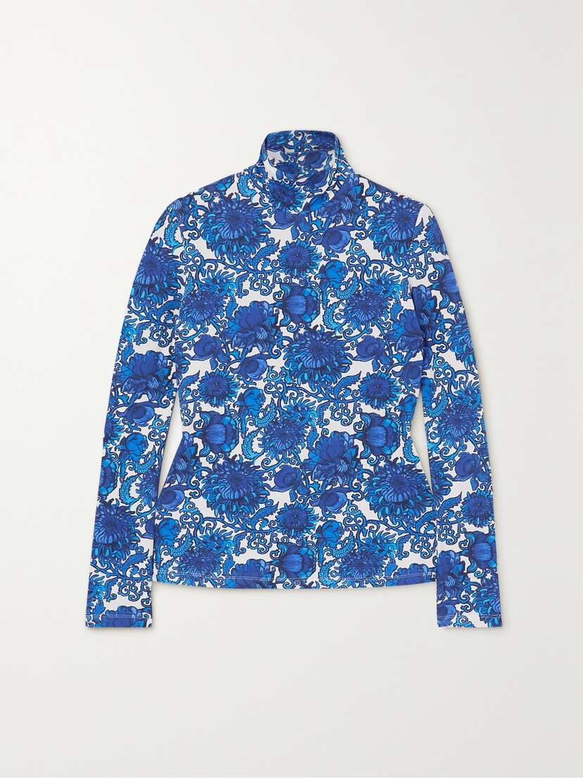 La DoubleJ Printed Stetch-satin Turtleneck Top - xx large