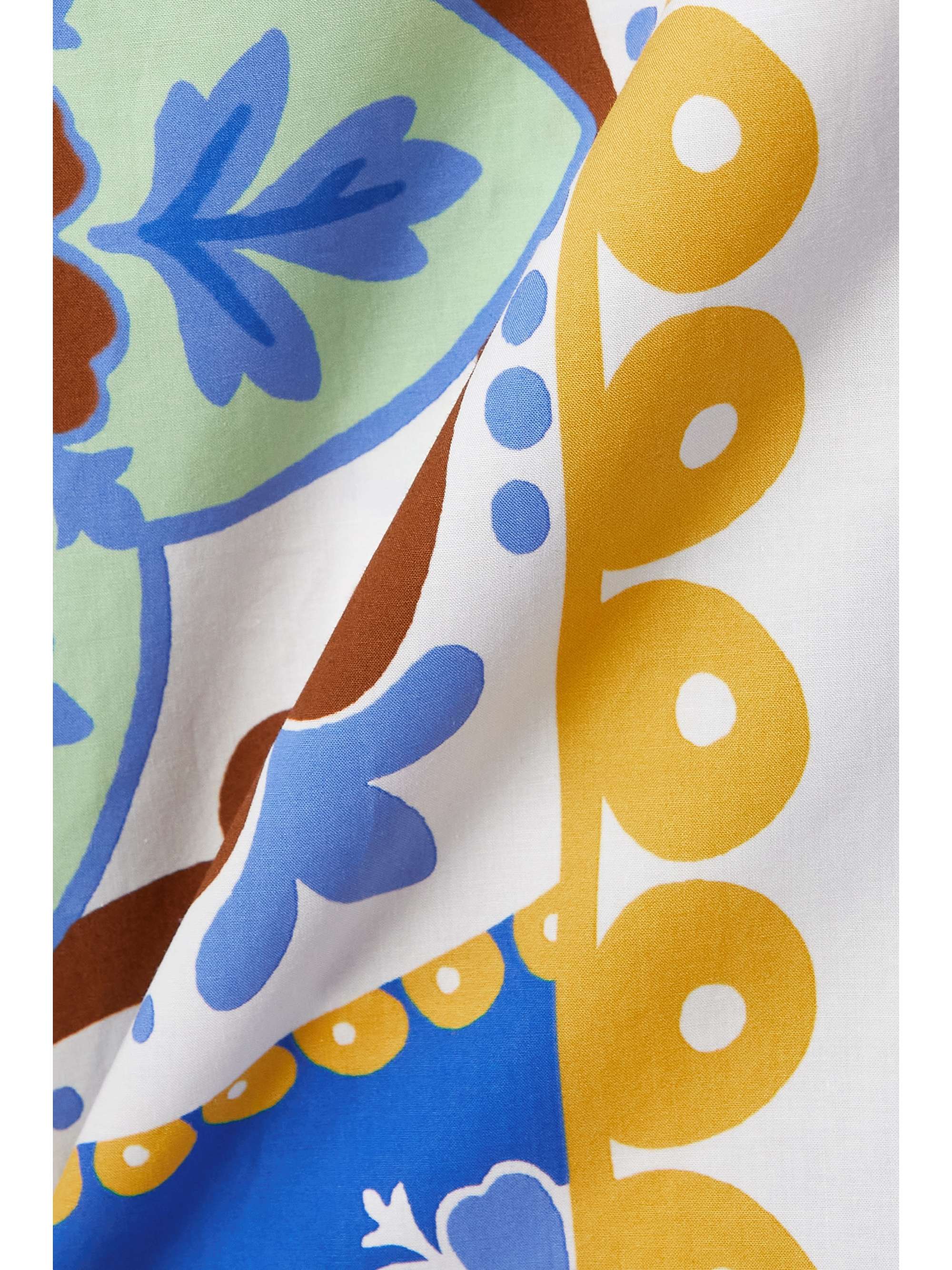 LA DOUBLEJ Belted printed cotton-poplin mini shirt dress