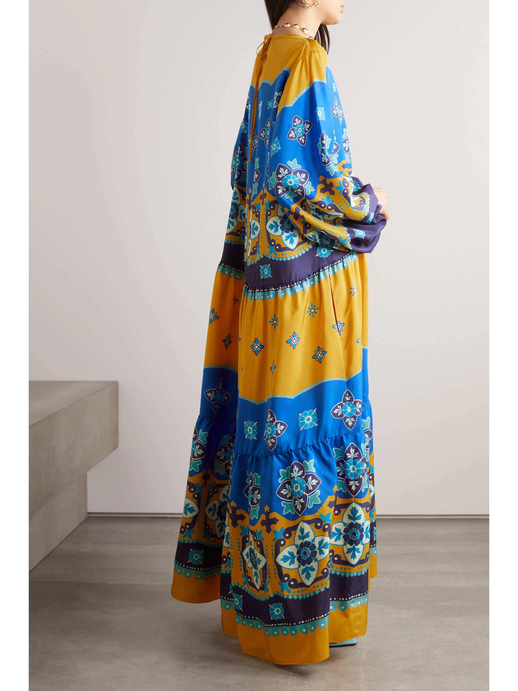 LA DOUBLEJ Vesta tiered printed silk-voile maxi dress