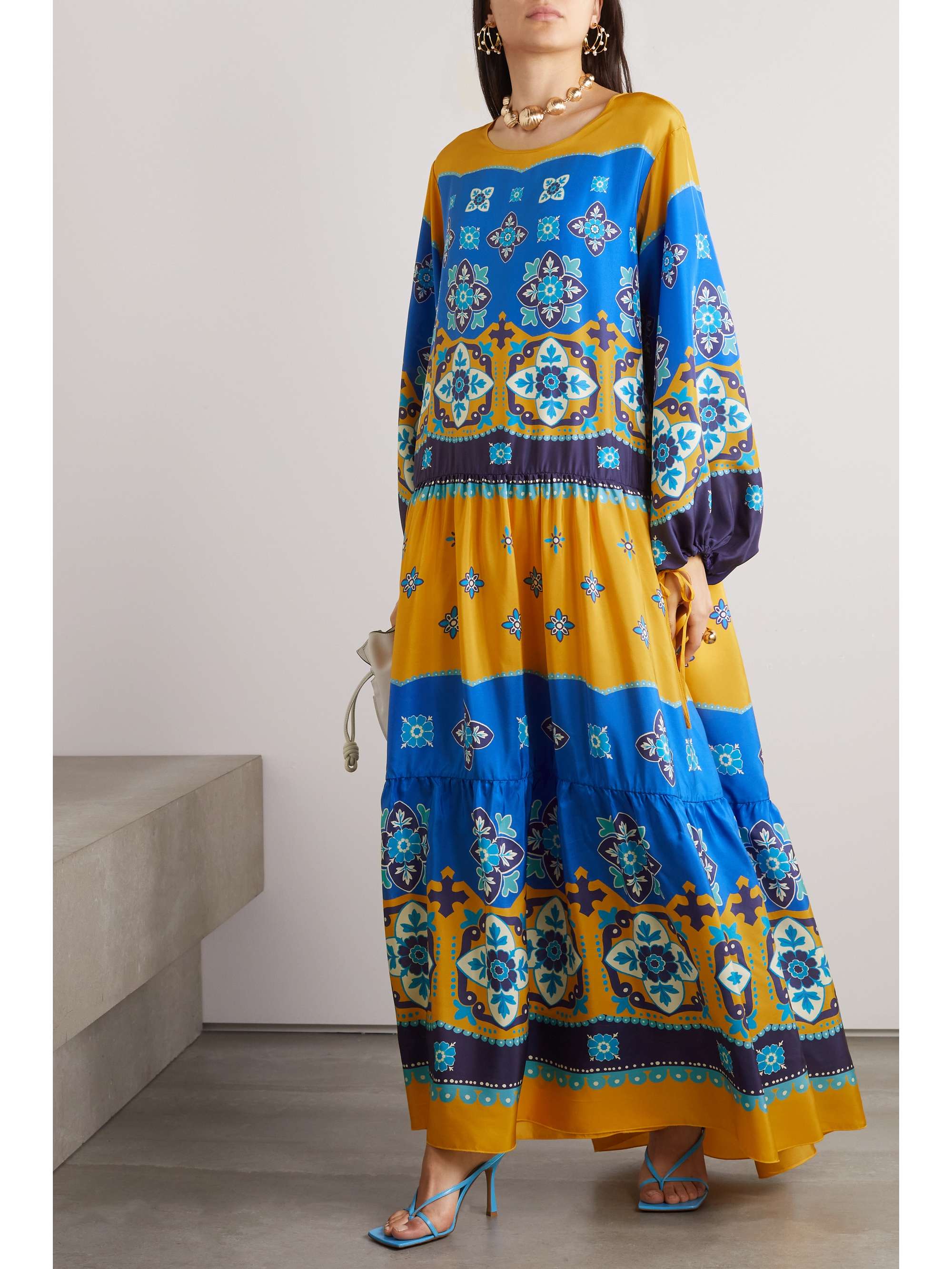 LA DOUBLEJ Vesta tiered printed silk-voile maxi dress