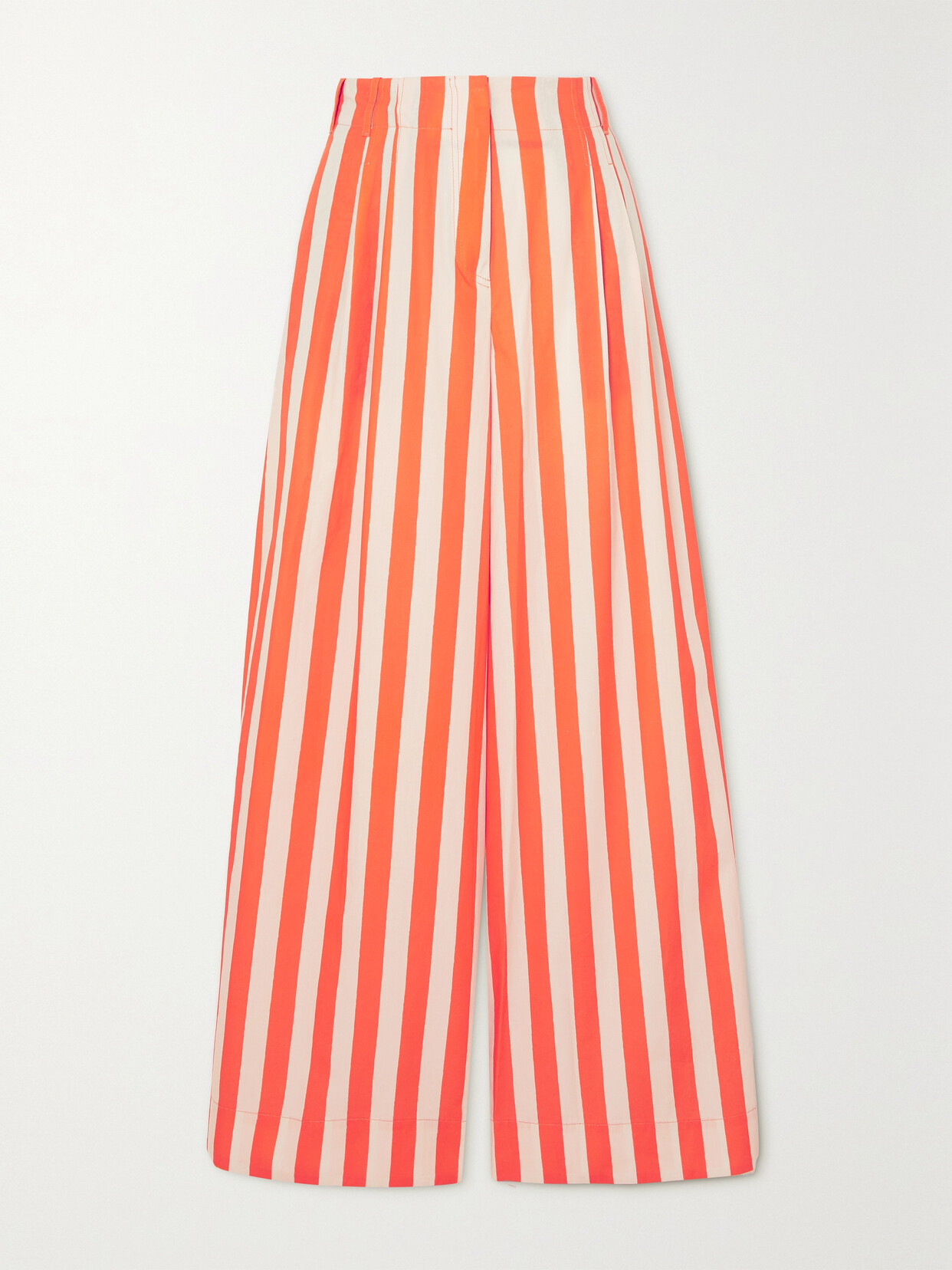 La DoubleJ - Striped Cotton-poplin Wide-leg Pants - Orange