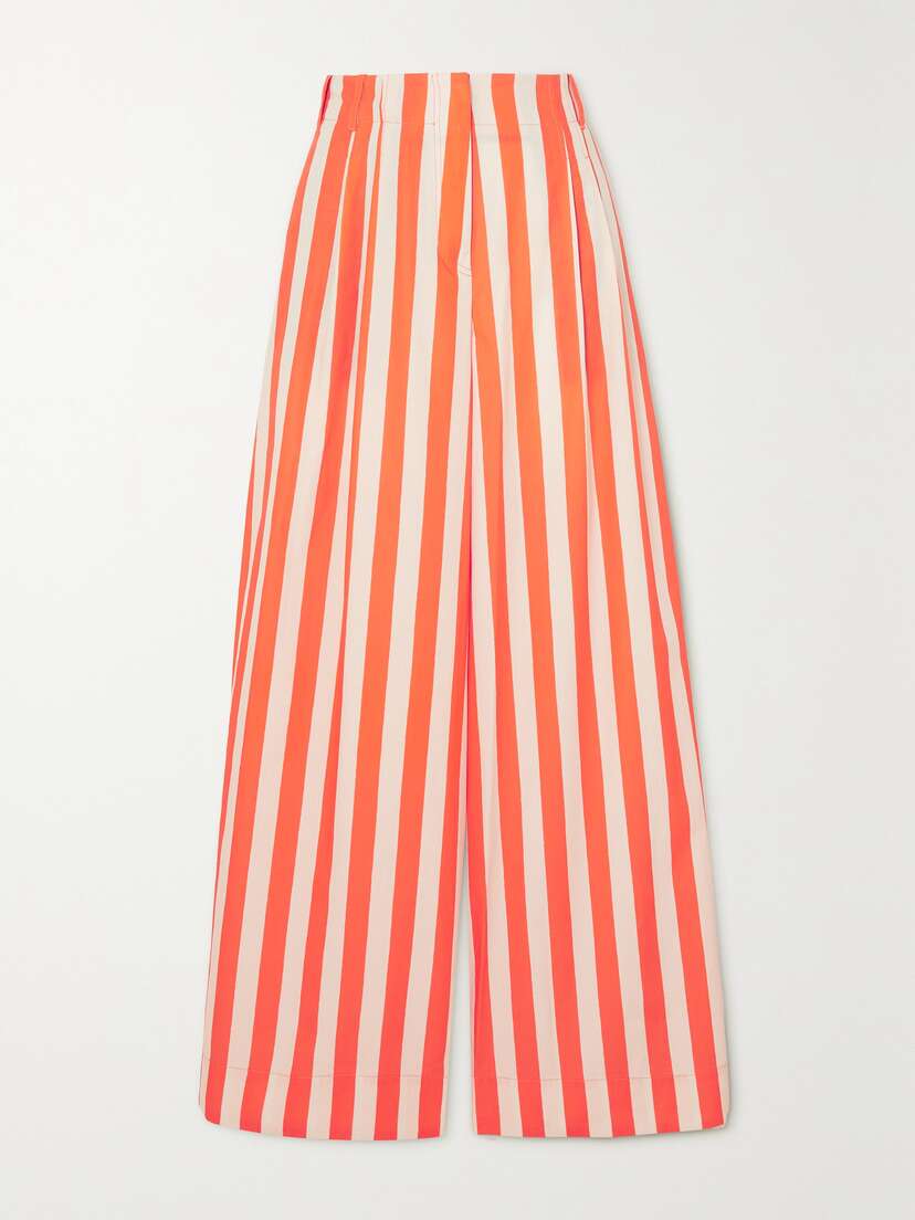 La DoubleJ Striped Cotton-poplin Wide-leg Pants