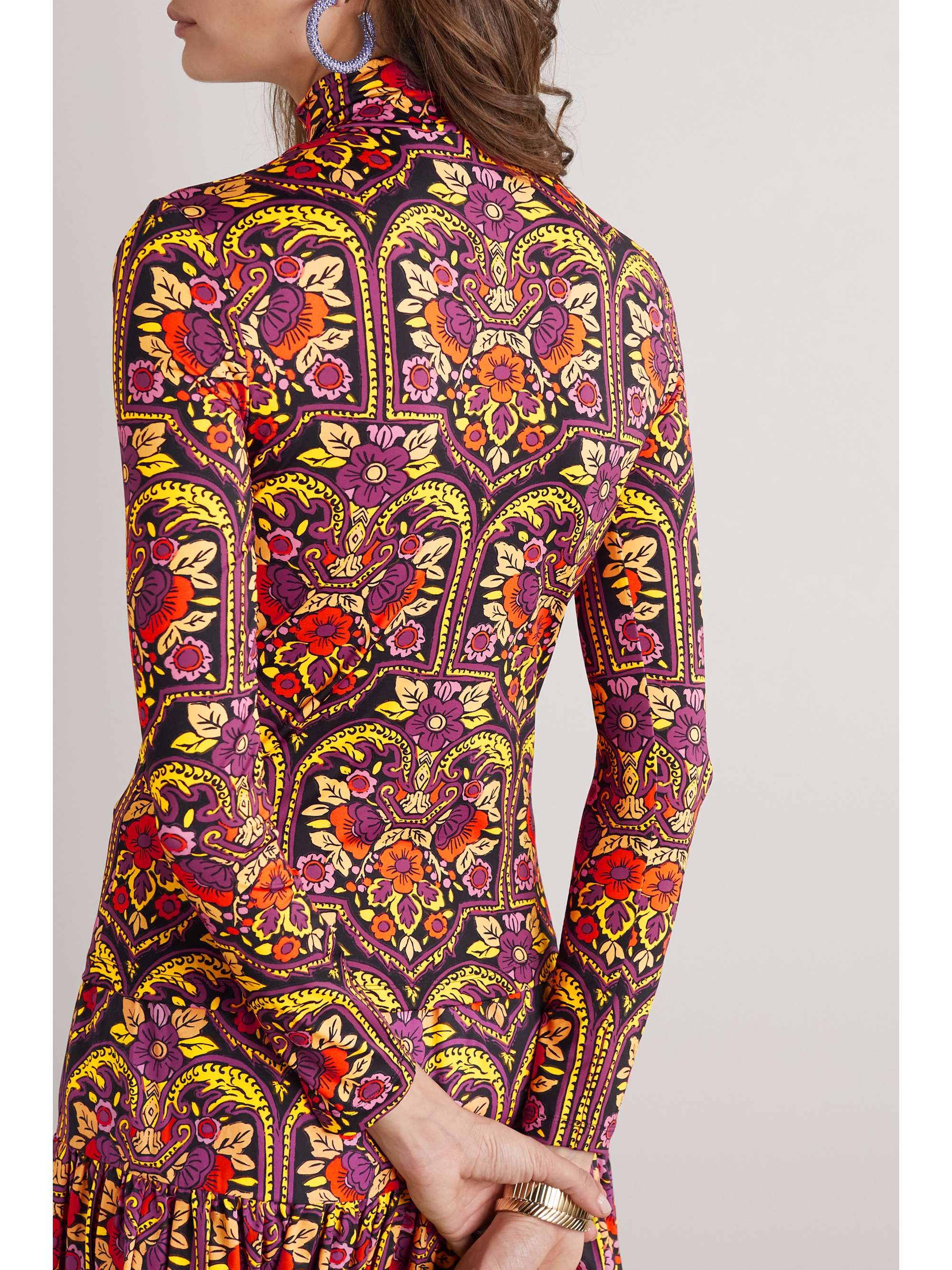 LA DOUBLEJ Printed stetch-satin turtleneck top