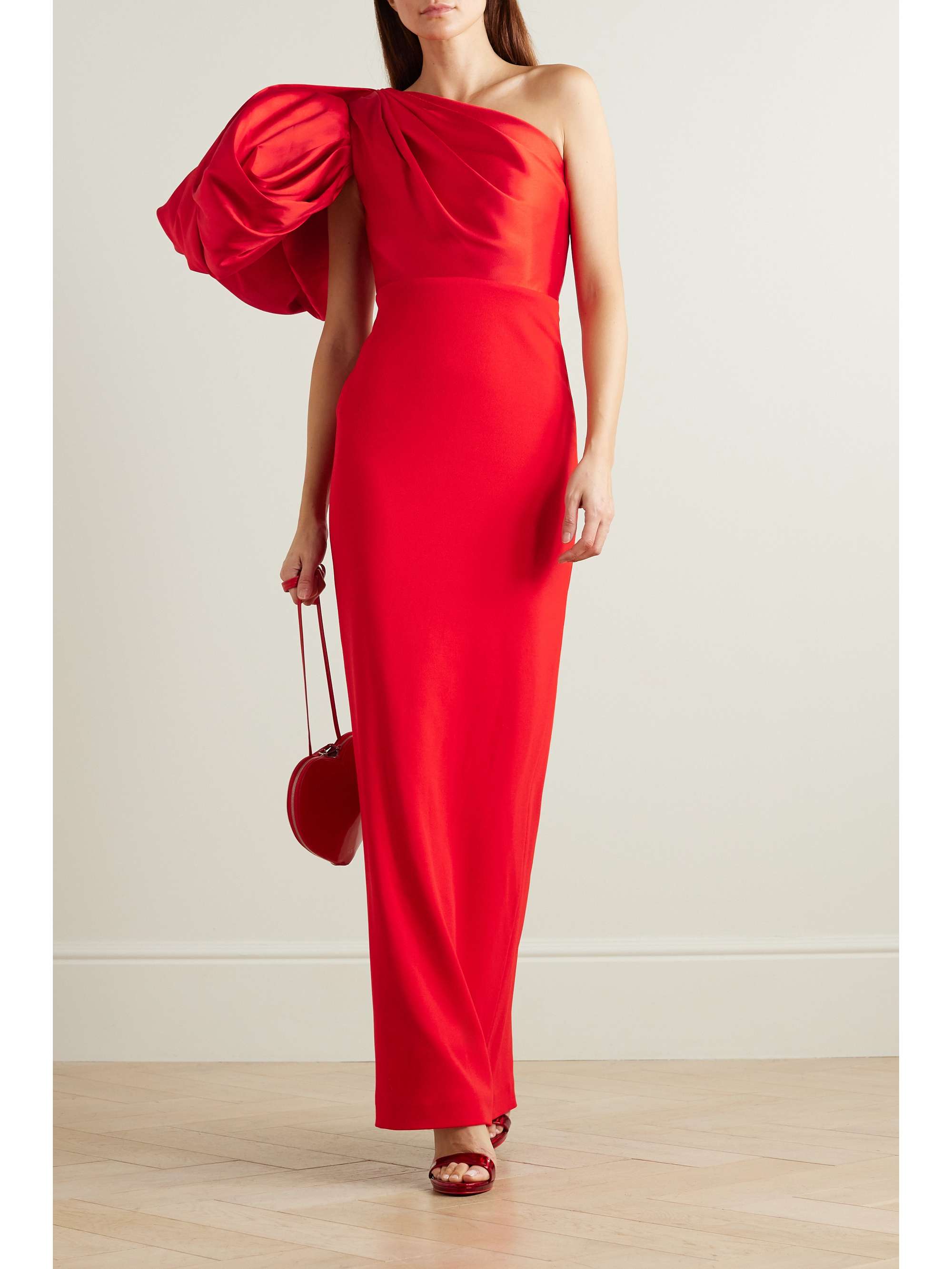 SOLACE LONDON Karli one-shoulder gathered faille and stretch-crepe maxi dress