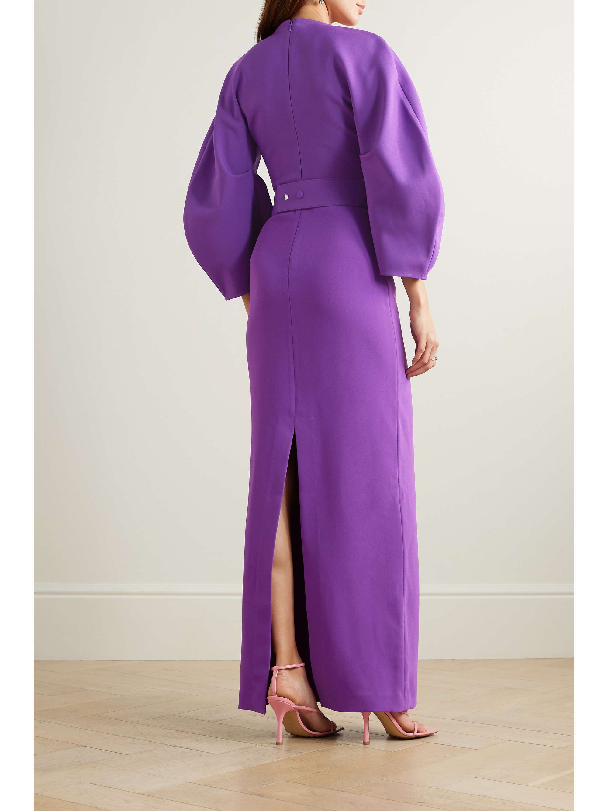SOLACE LONDON Allegra belted crepe maxi dress