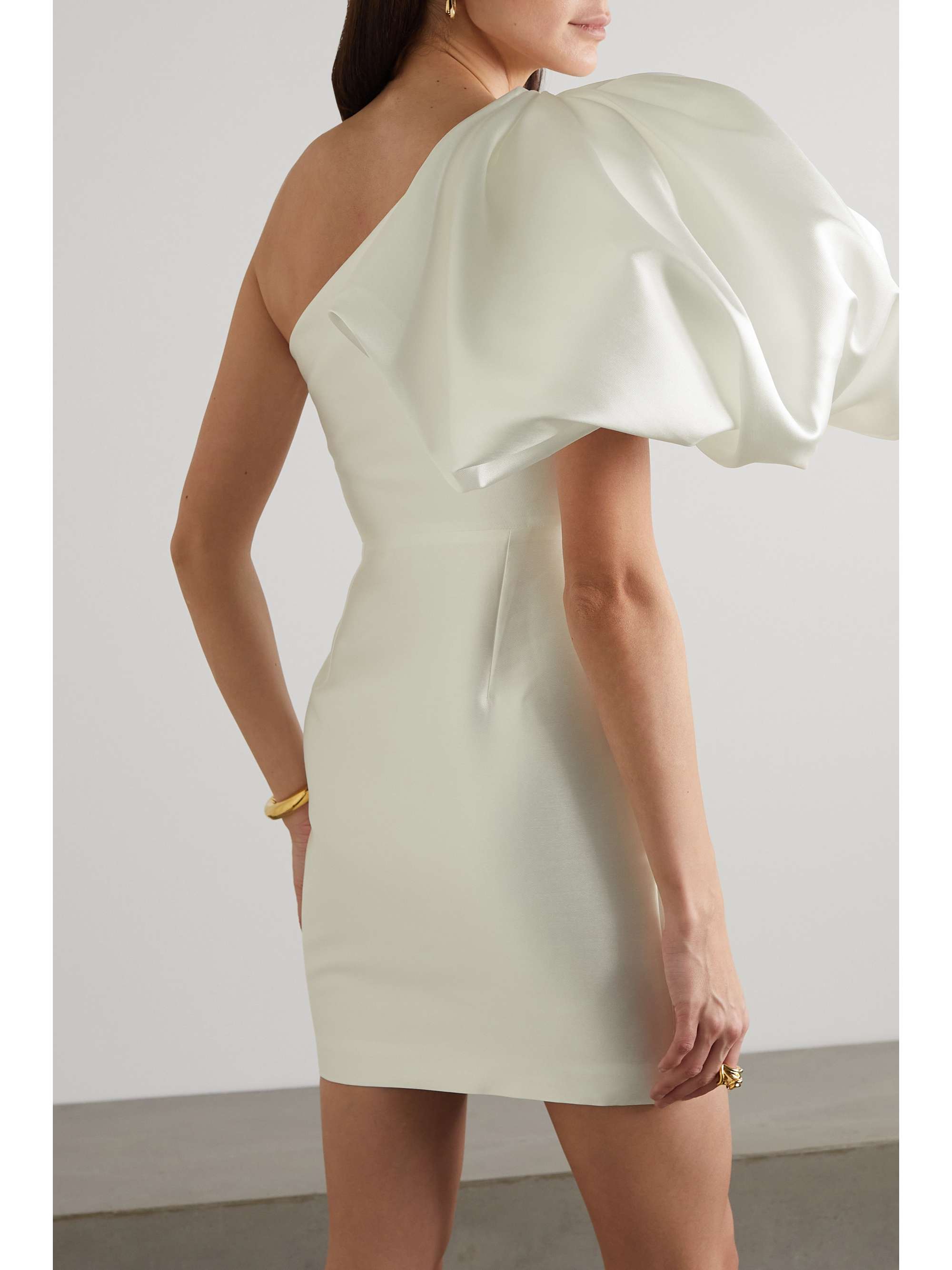SOLACE LONDON Hayes one-shoulder satin-twill mini dress